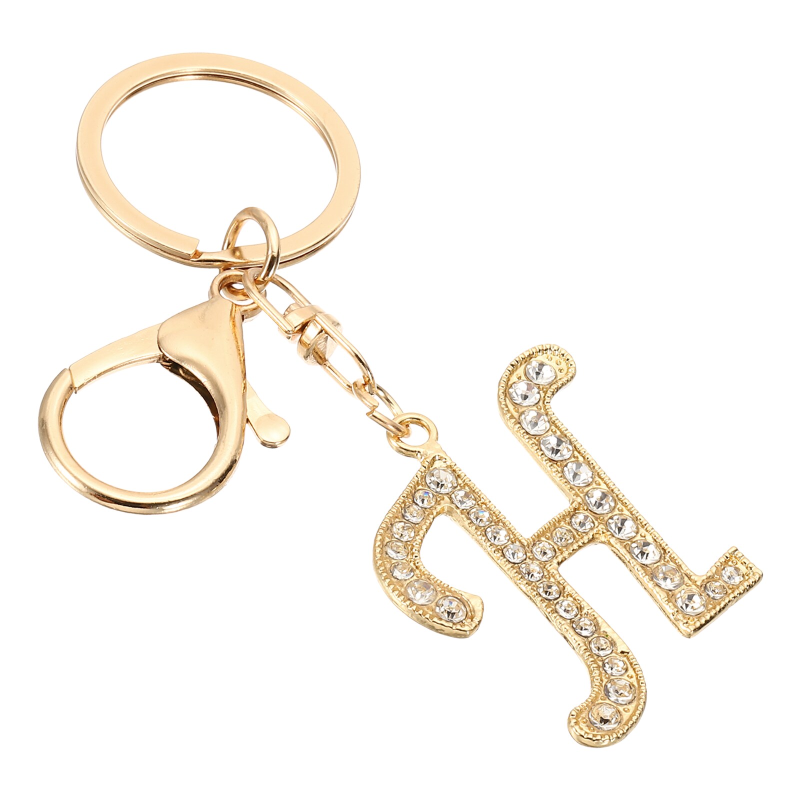 PATIKIL Initial Letter Keychain Letter H Charm with Crystal Diamonds Cute and Creative Decorative Alphabet Pendants for Bag Backpack DIY Craft Gold Tone