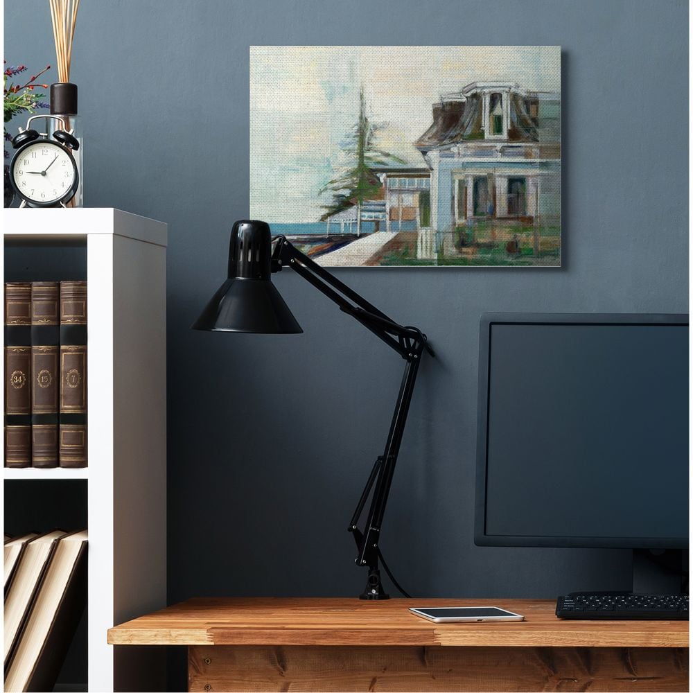 Soft Pastel Lake House Landscape Canvas Art for Nursery
