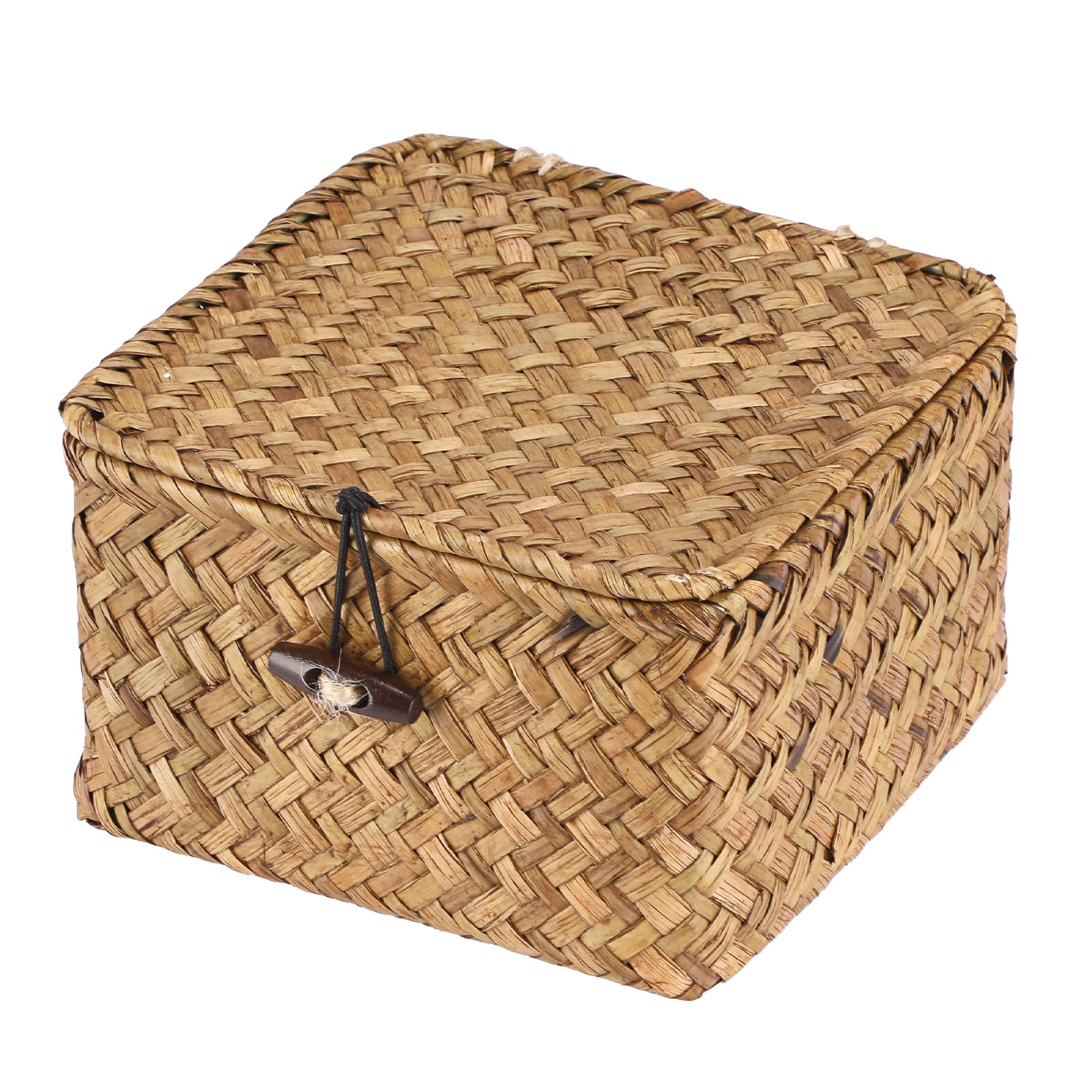 CYQBD Wicker Basket with Lid Handwoven Seagrass Storage Organizer