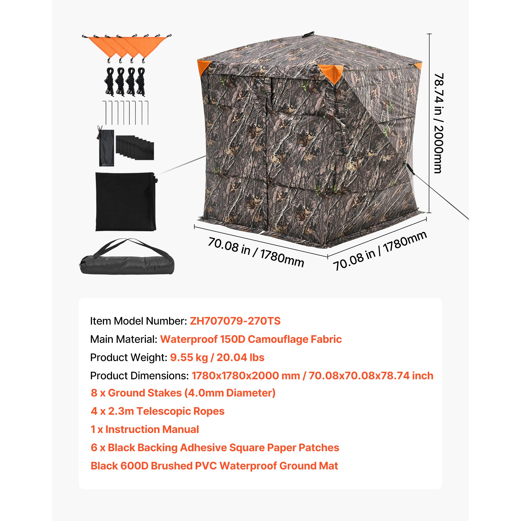 VEVOR Hunting Blind 4-5 Person See Through Ground Blinds with