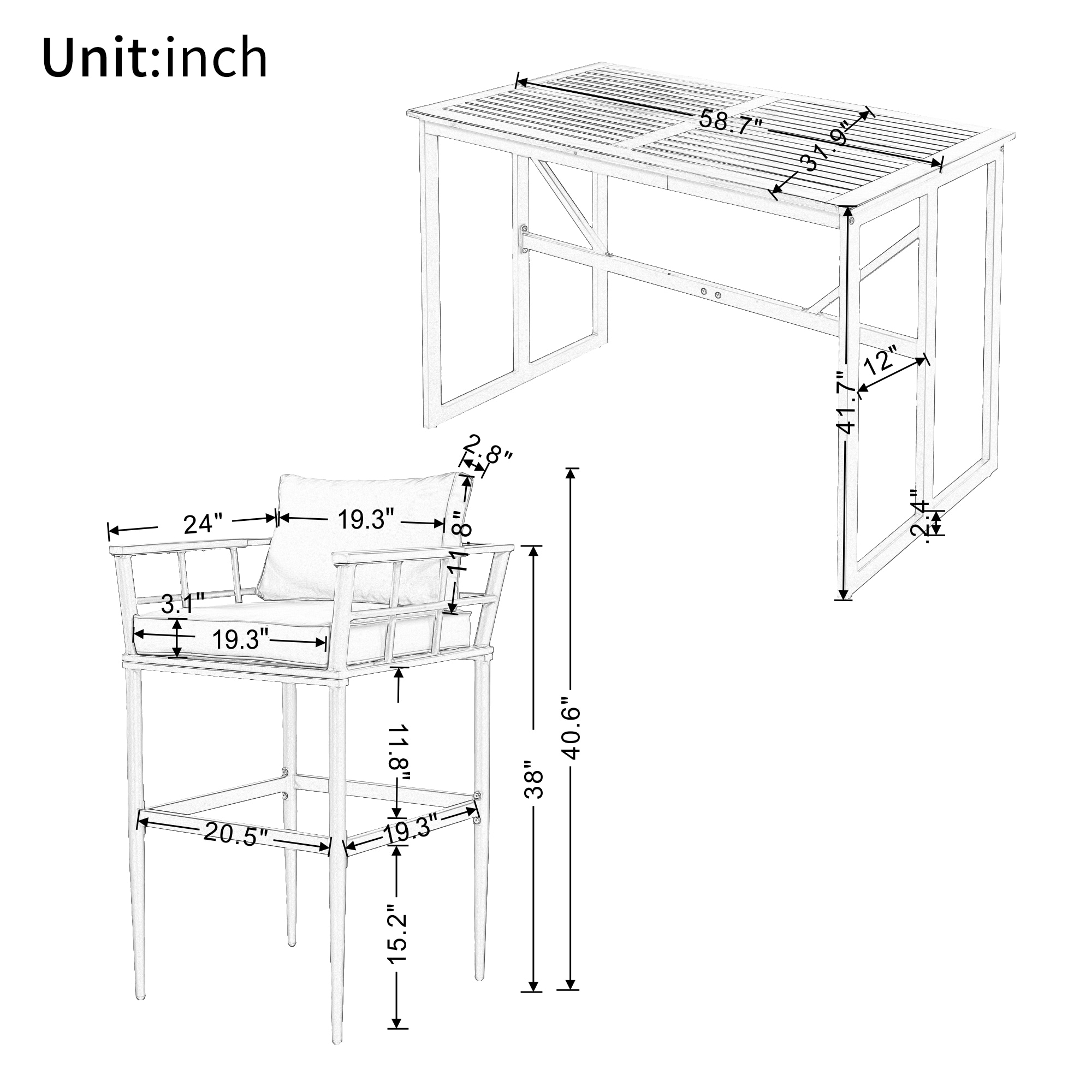SINOFURN SYA020385GY Patio-Dining-Sets - View #3