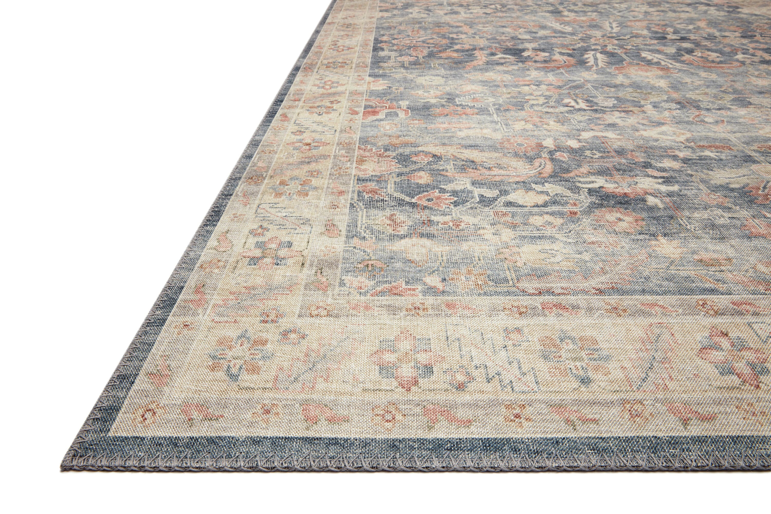 Serene Blue 9' x 12' Vintage-Modern Synthetic Area Rug