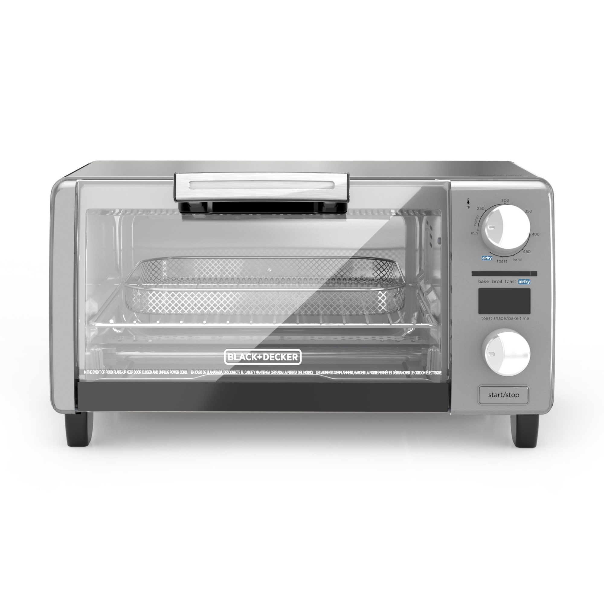  Black & Decker™ 4-Slice Toaster Oven fits 9 Pizza, Grey: Home  & Kitchen