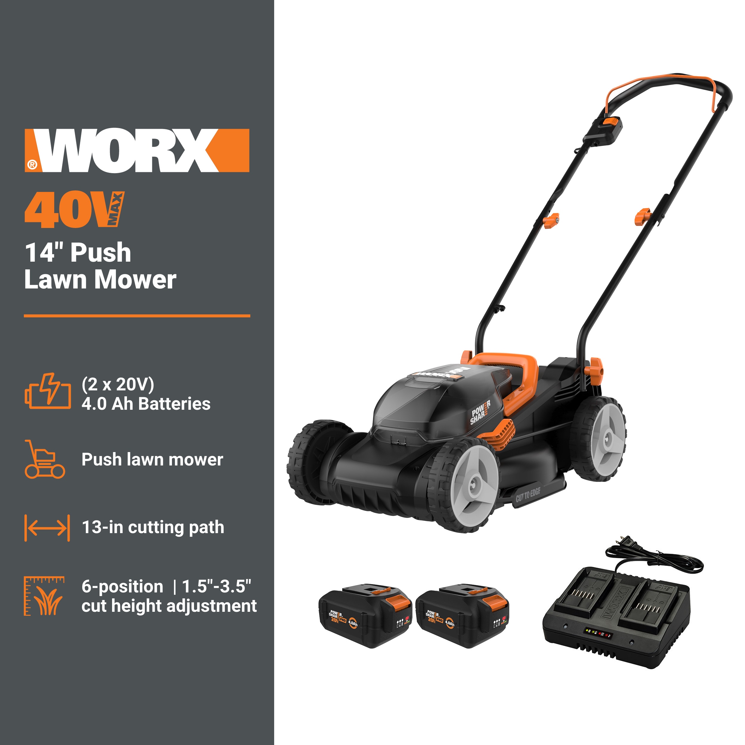 WORX WG779.1 Cordless-Elec-Push-Mowers - View #2