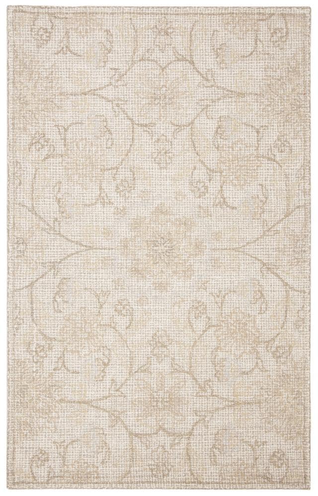 Safavieh ABT527C-58 Abstract Andorra 5 x 8 (ft) Tufted Wool Light Gray/Ivory Rectangular Indoor Floral/Botanical Farmhouse/Cottage Area rug
