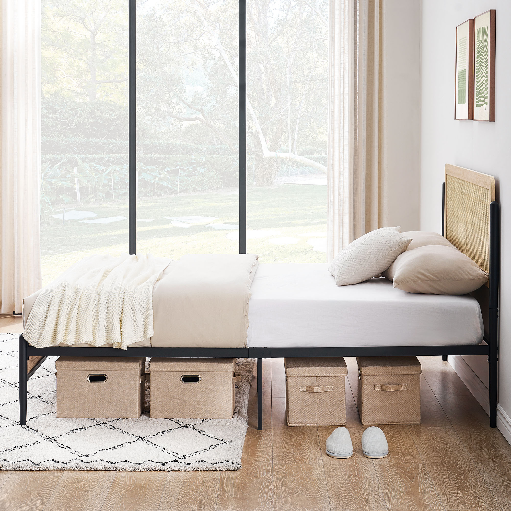White oak bed frame queen online