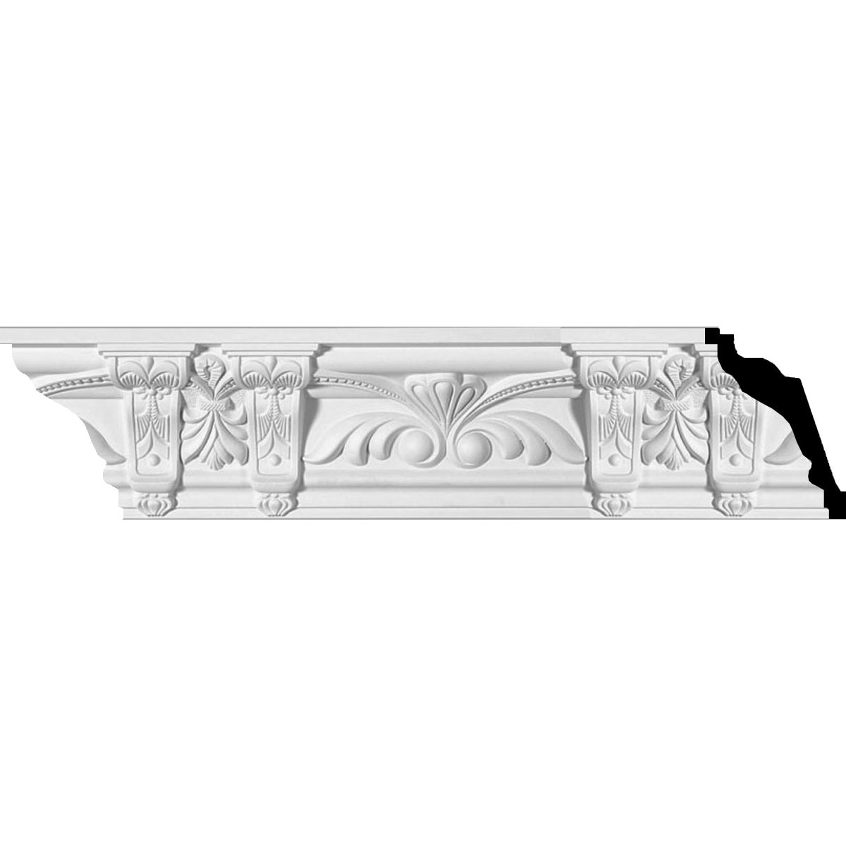 Elegant White Polyurethane Crown Moulding with Ornate Design