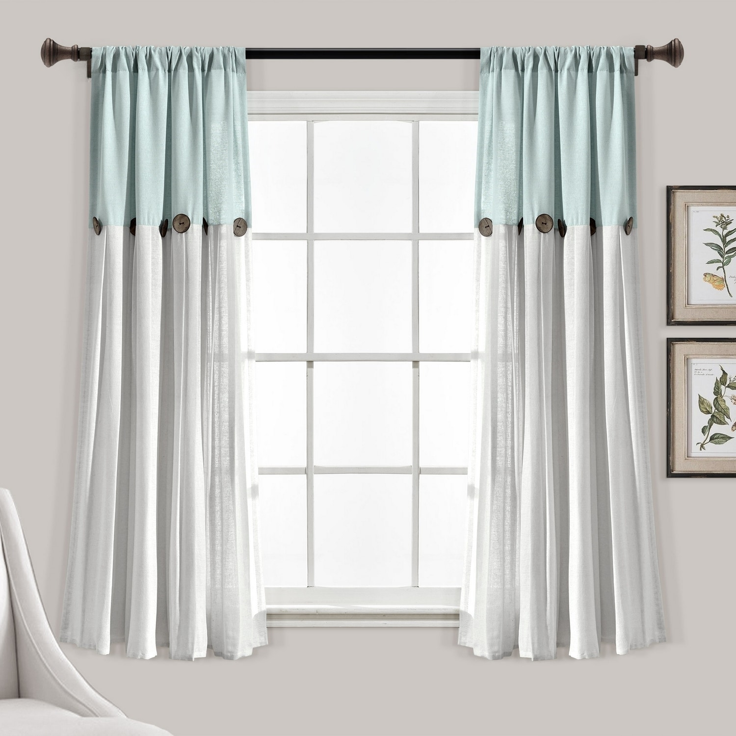Lush Decor 16T006199 63-Inches Blue Rod pocket Single curtain panel