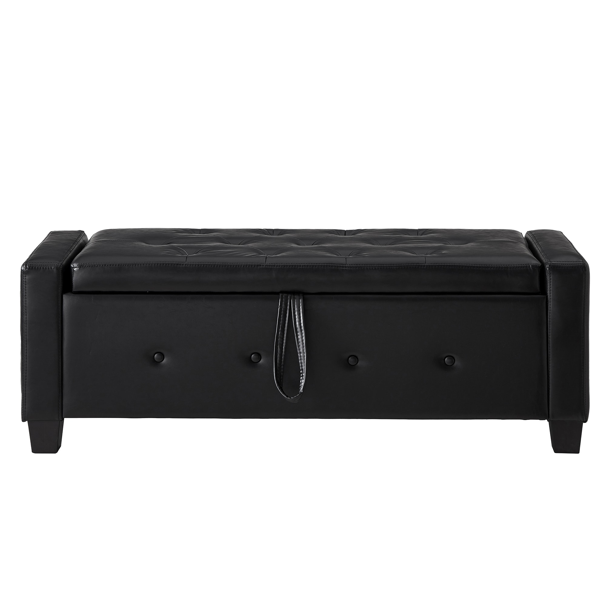 Bybafun Modern Black Storage Bench with Storage 48-in x 18.1-in x 17-in