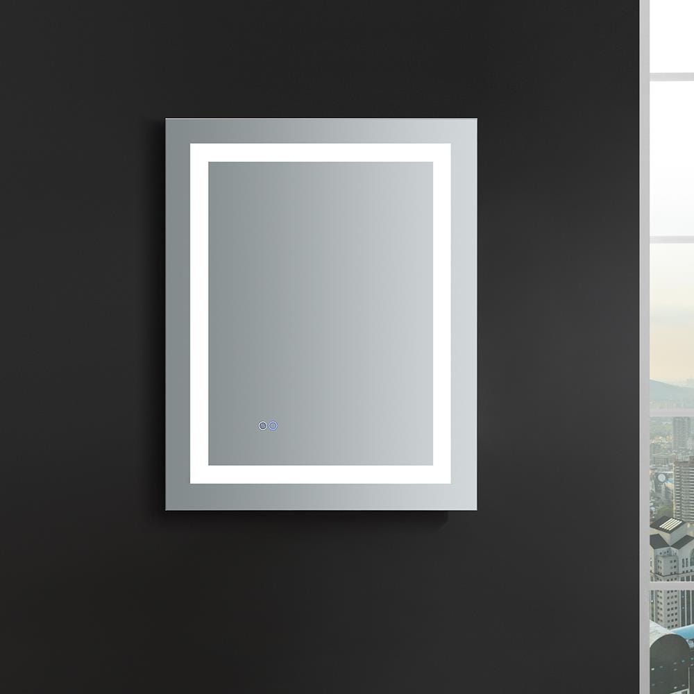 Sleek 24"x30" Transitional LED-Lit Frameless Vanity Mirror