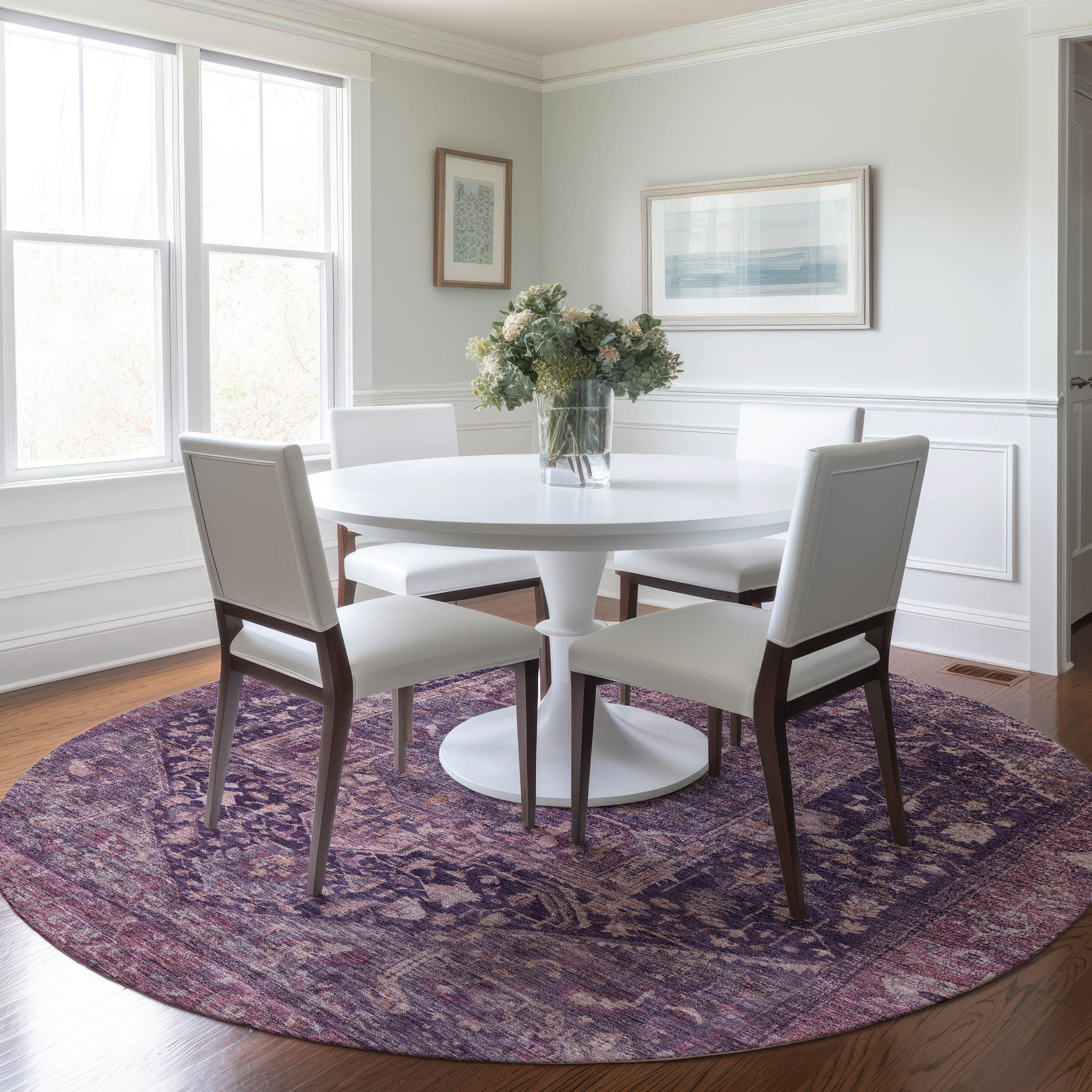 Addison Rugs ACN1240EG8RO Chantille ACN1240EG 8 x 8 (ft) Polyester Eggplant Round Indoor/Outdoor Geometric Machine washable Area rug