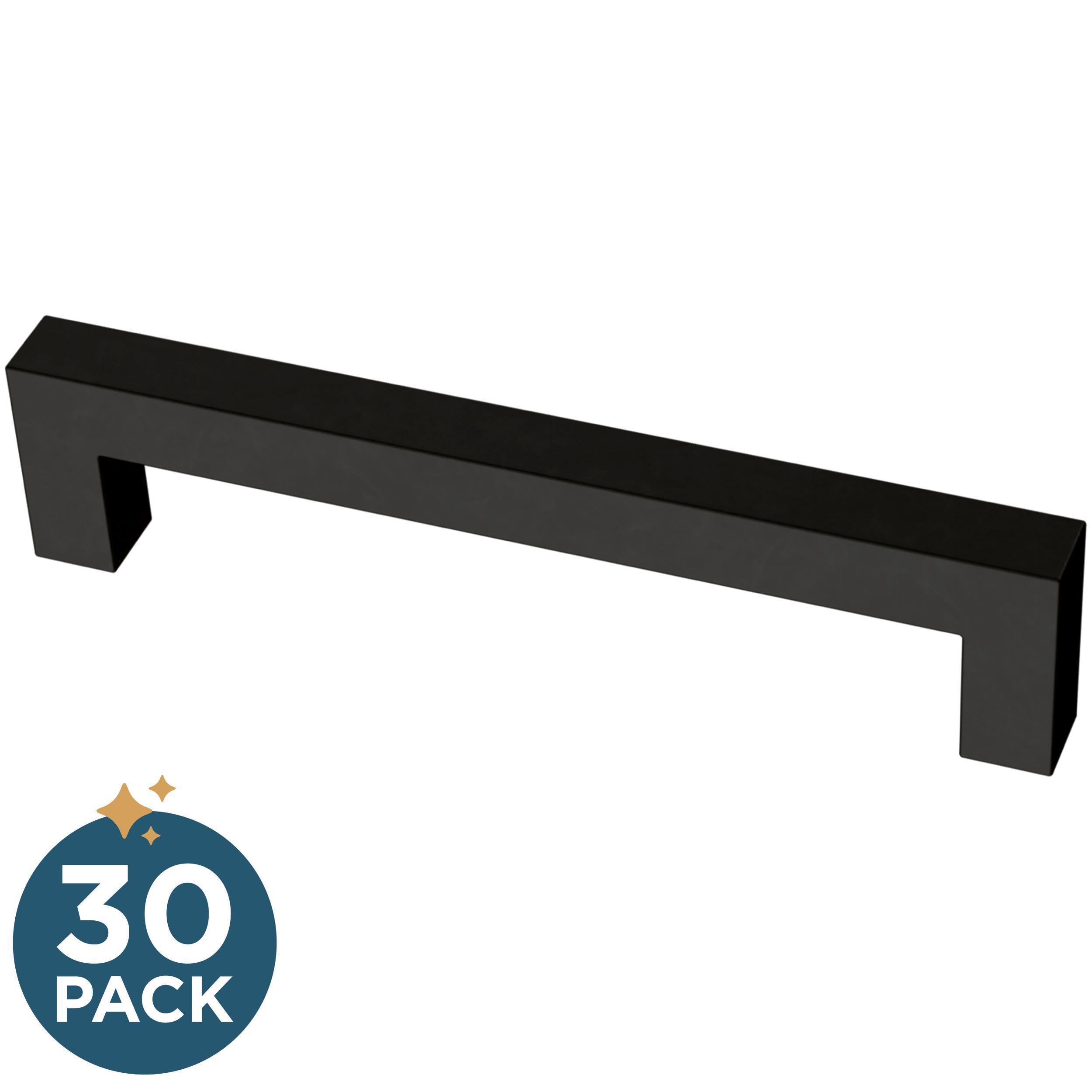 Franklin Brass P46646K-FB-B2 Simple Modern Square 5-1/16-in , 128mm Center to Center Matte Black Rectangular Handle 30 -Pack
