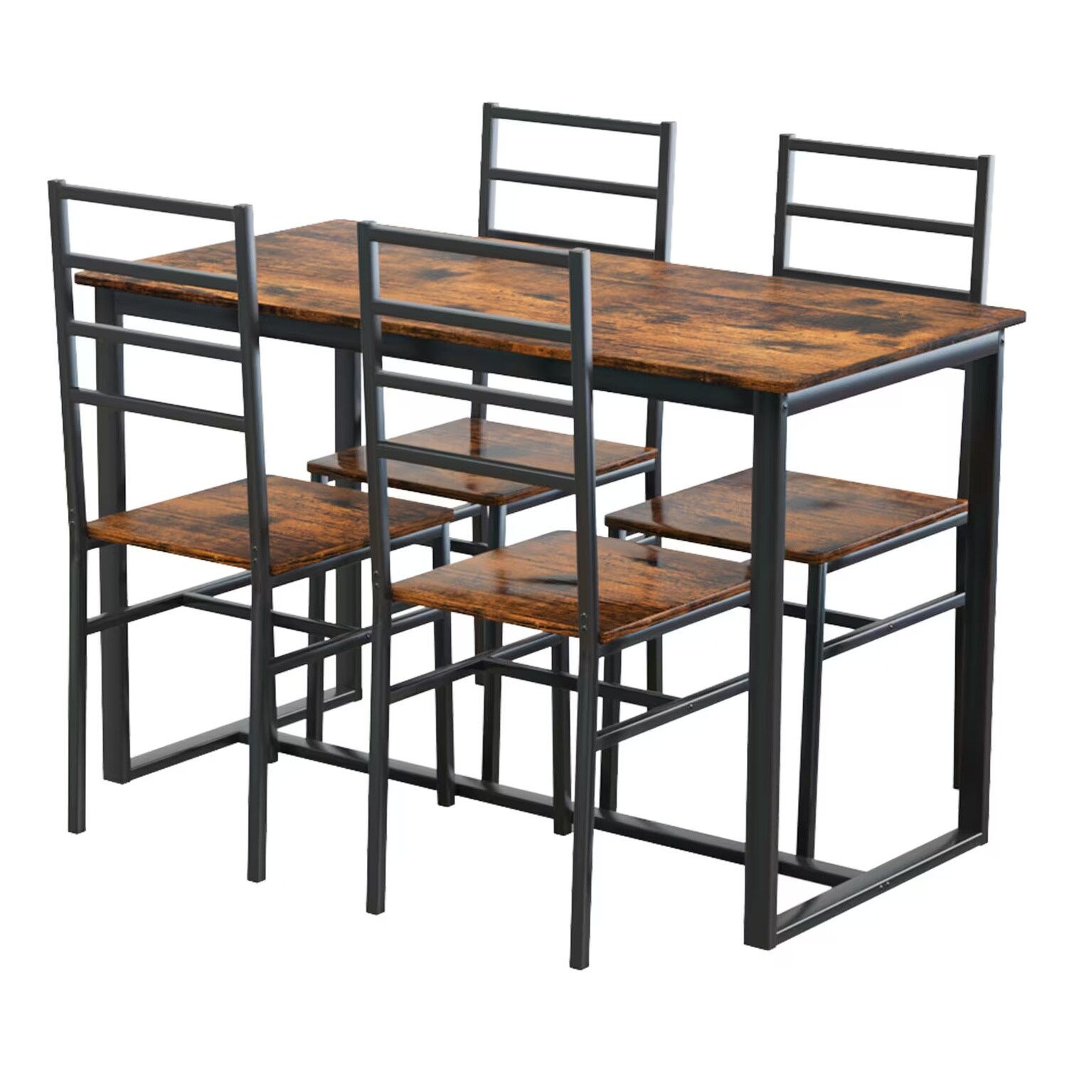 Naturefalls 5-Piece Dining Table Set for 4 with MDF Top and Iron Frame ...