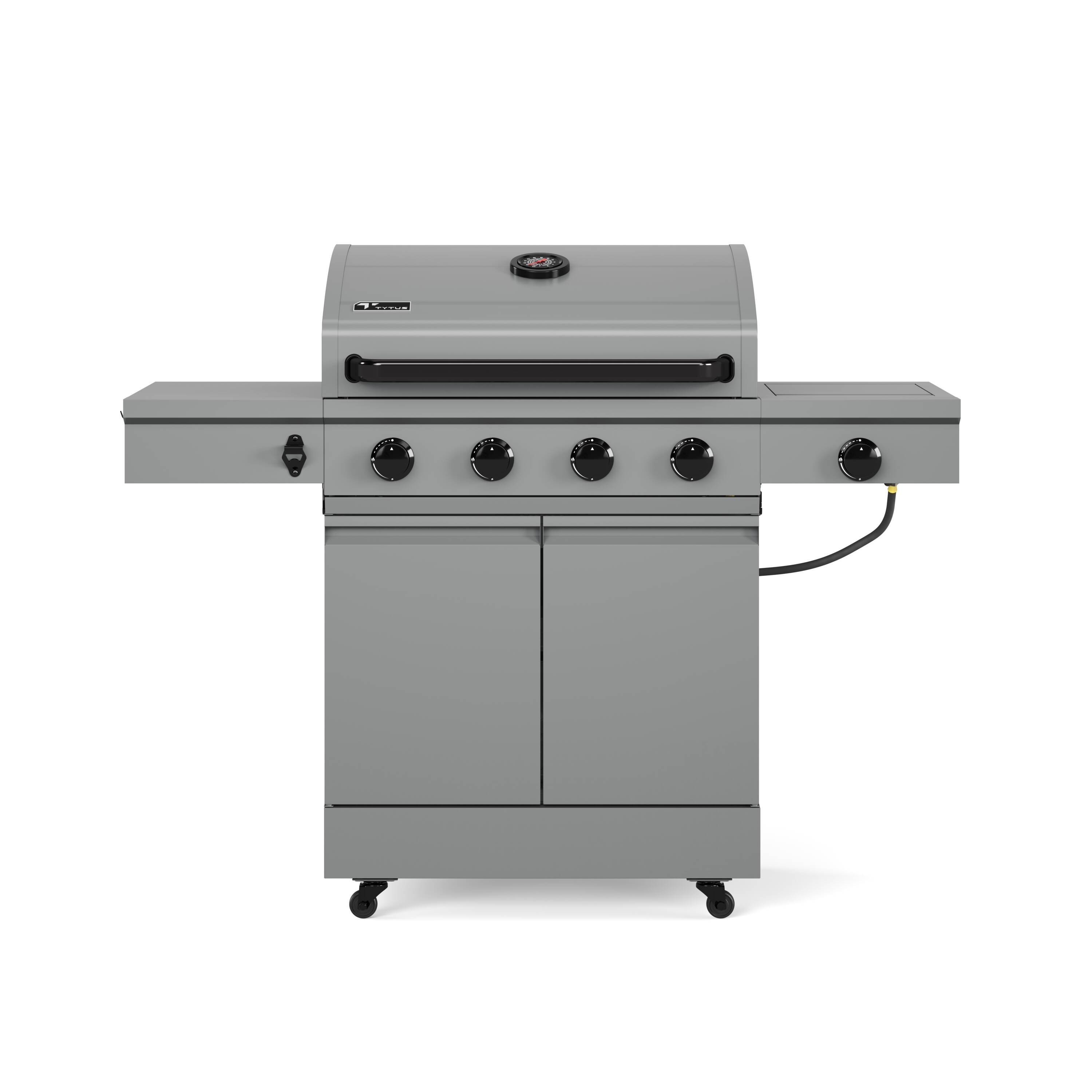 TYTUS TDT-011-GMOD Anaheim Gray Powder Coating 4 -Burner Liquid Propane Gas Grill 1 -Side Burner