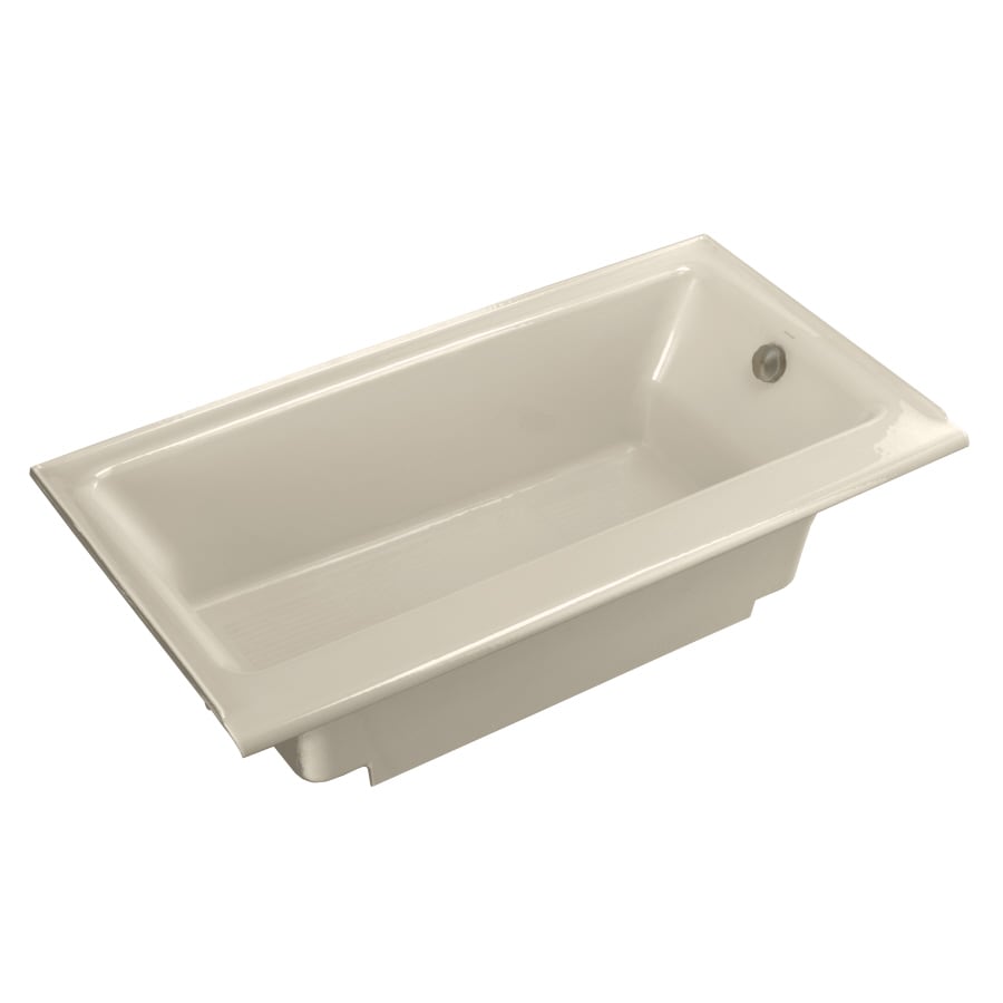 KOHLER 878-S-47 Highbridge 32-in x 60-in Almond Cast Iron Drop-In Soaking Bathtub (Right Drain)