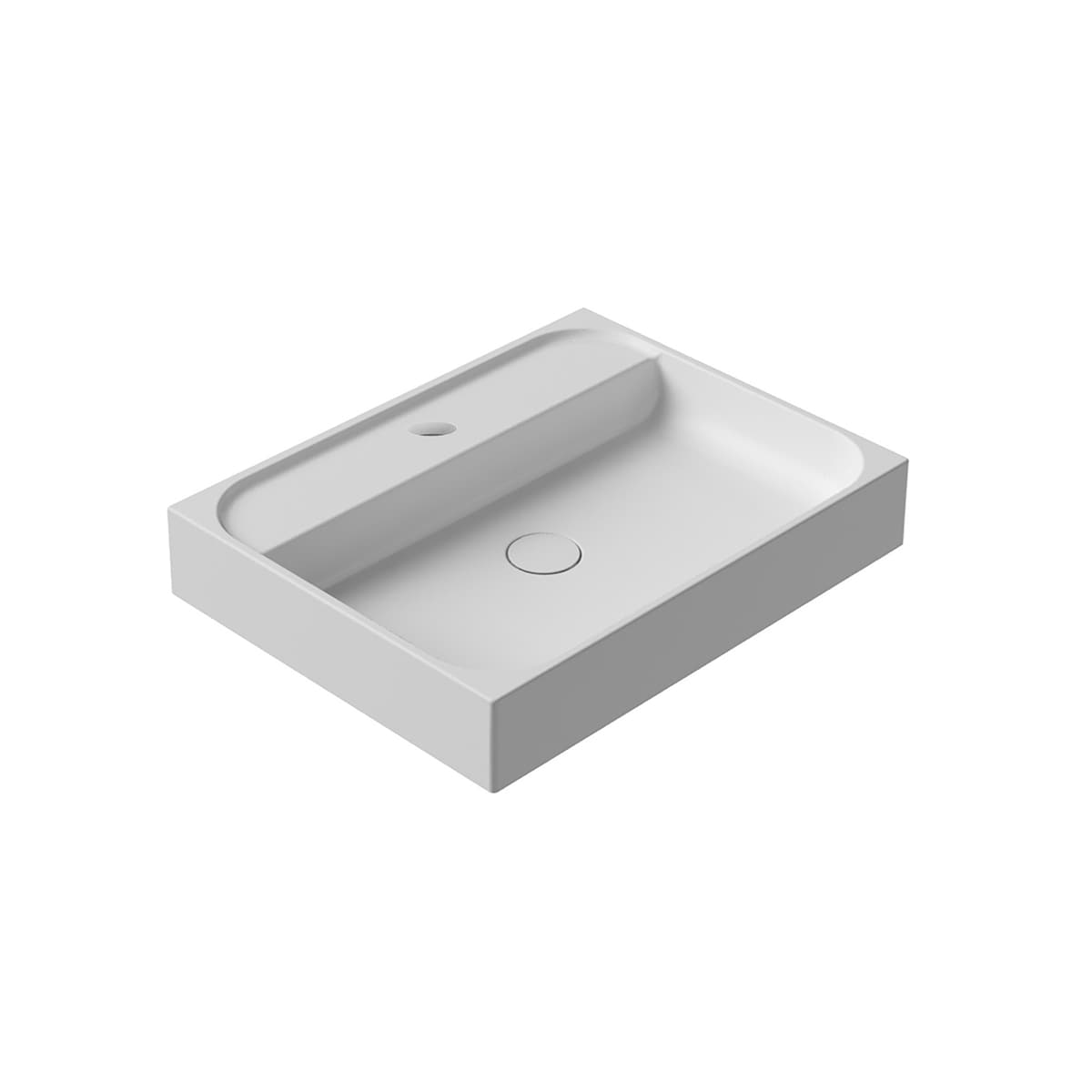 WS Bath Collections UNIT PLUS 60A.01 Unit Plus Ceramic Wall-mount Rectangular Modern Glossy White Bathroom Sink ( 23.6-Inches x 18.1-Inches )