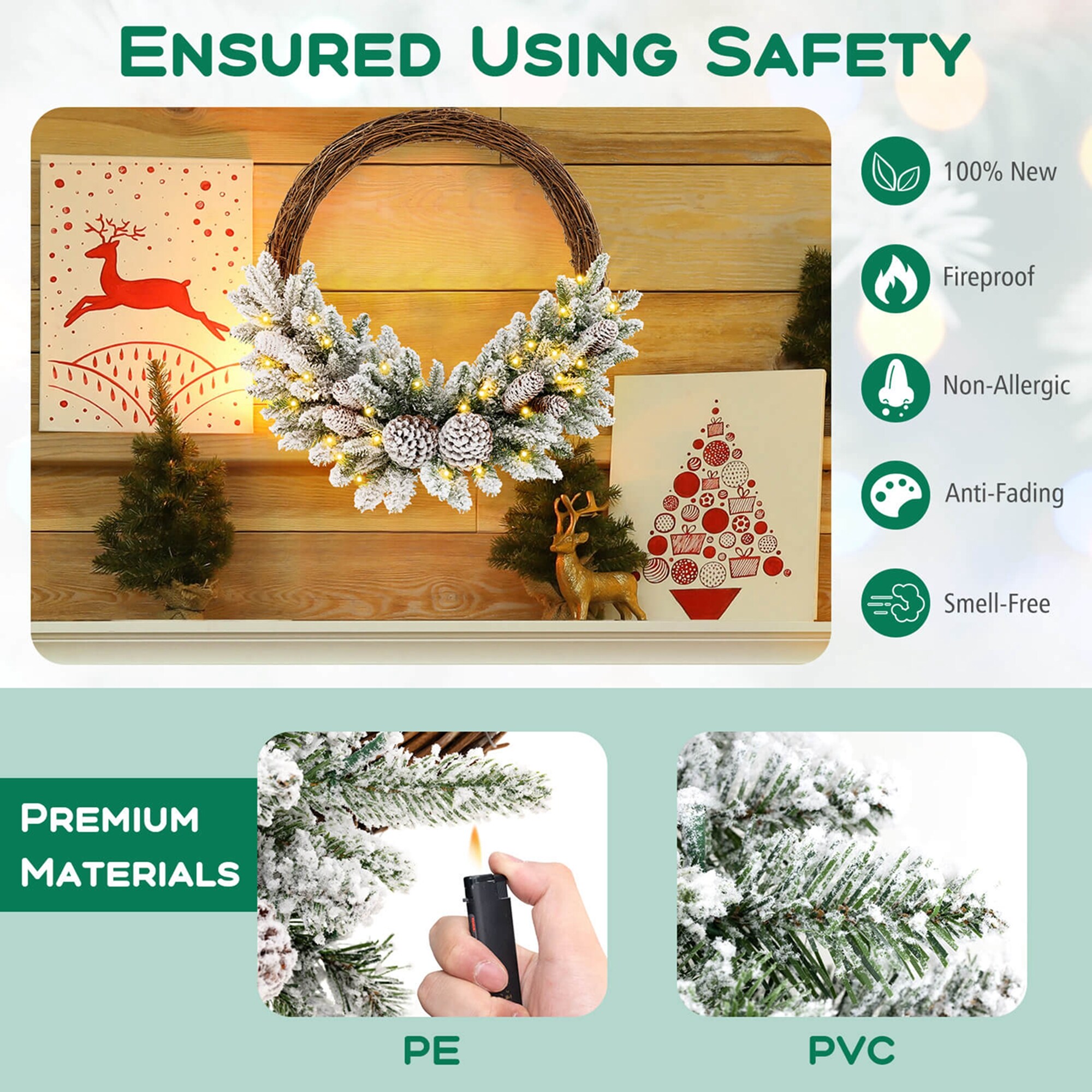 Costway HCST04107 Artificial-Christmas-Wreaths - View #8