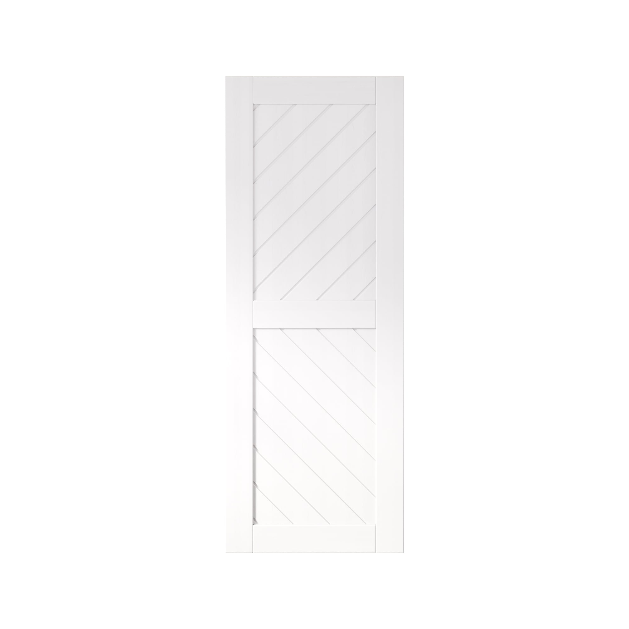 HOMACER XT3-2680-WH 26-in x 80-in White Prefinished Non-standard Pine Wood Solid core Single Barn Door (Hardware Not Included)