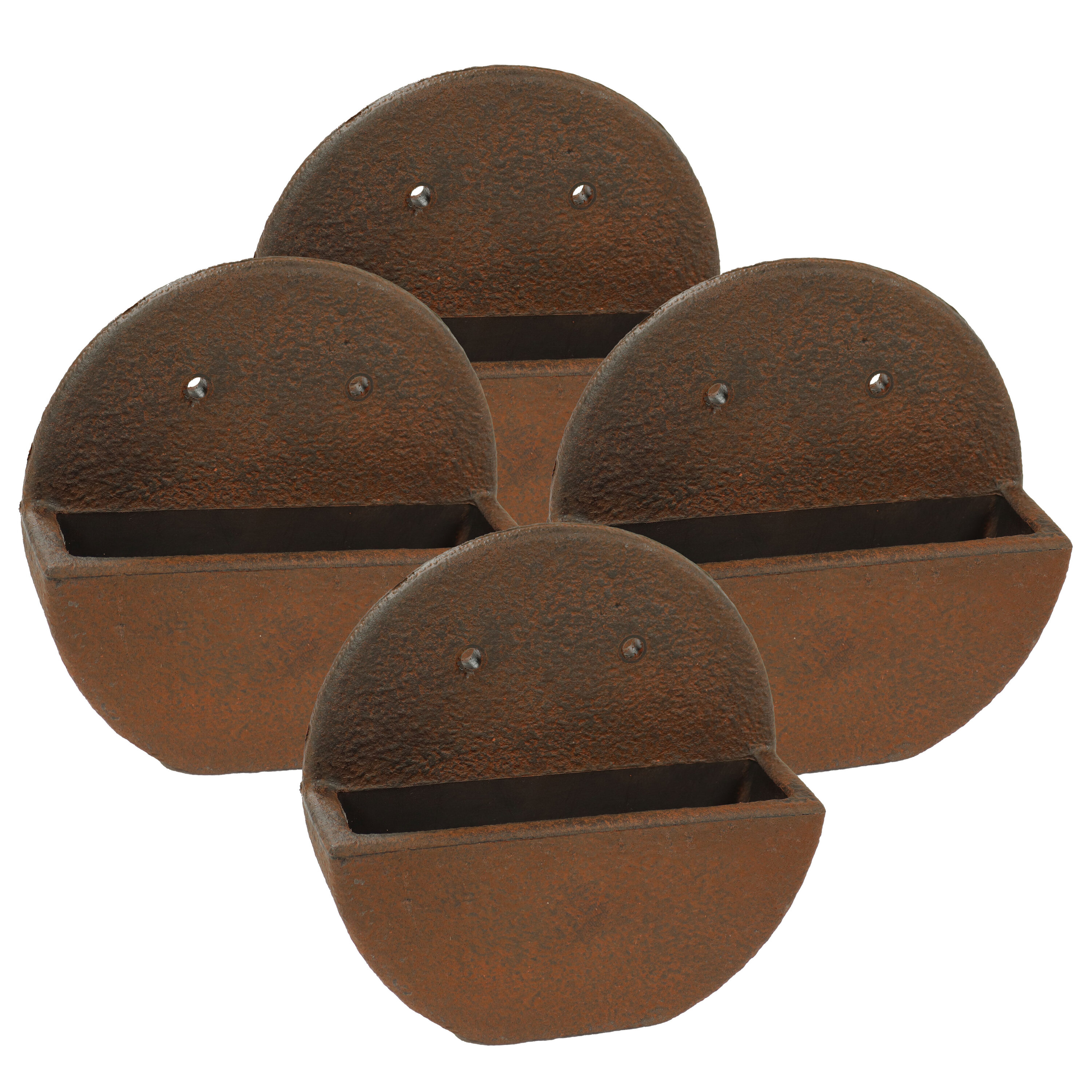 Sunnydaze Decor DG-915-4PK 4 -Pack Round 4.0-Inches W Small Brown Resin Outdoor Wall planter
