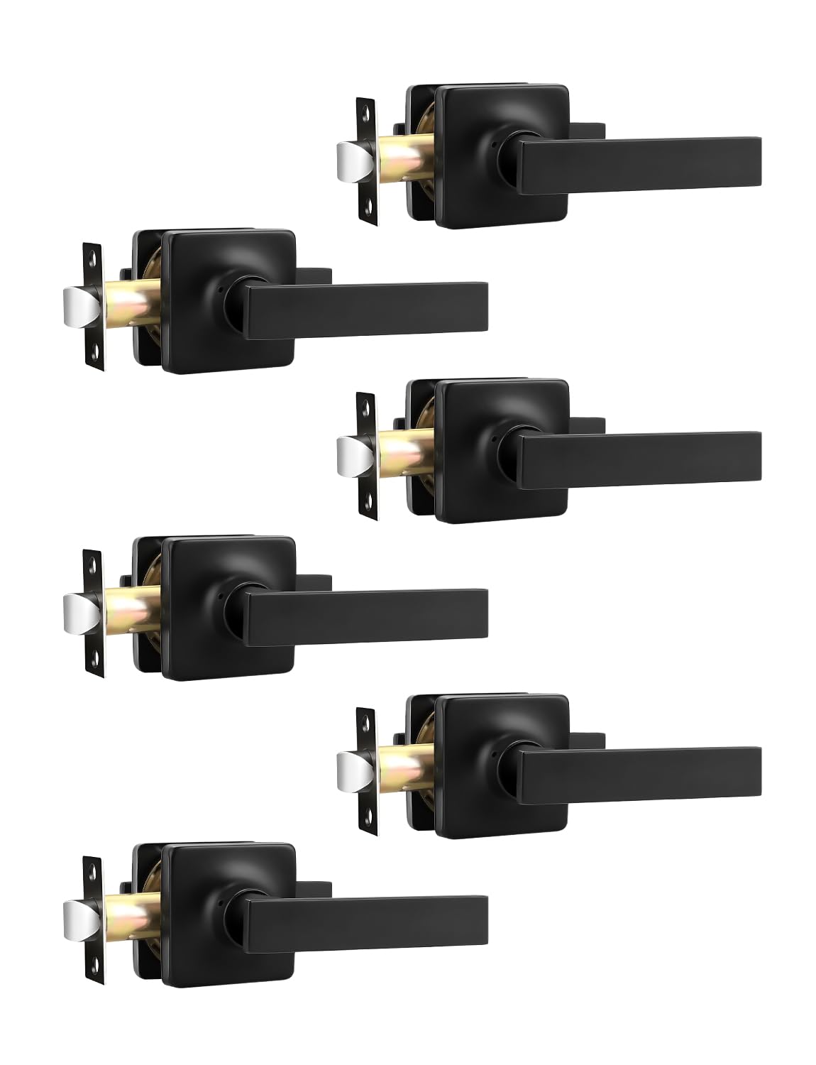 Ahfiwaso  6 pack black door lever interior passage handle modern reversible design for hallway or closet fits doors 1 and Three Eighths to 1 and