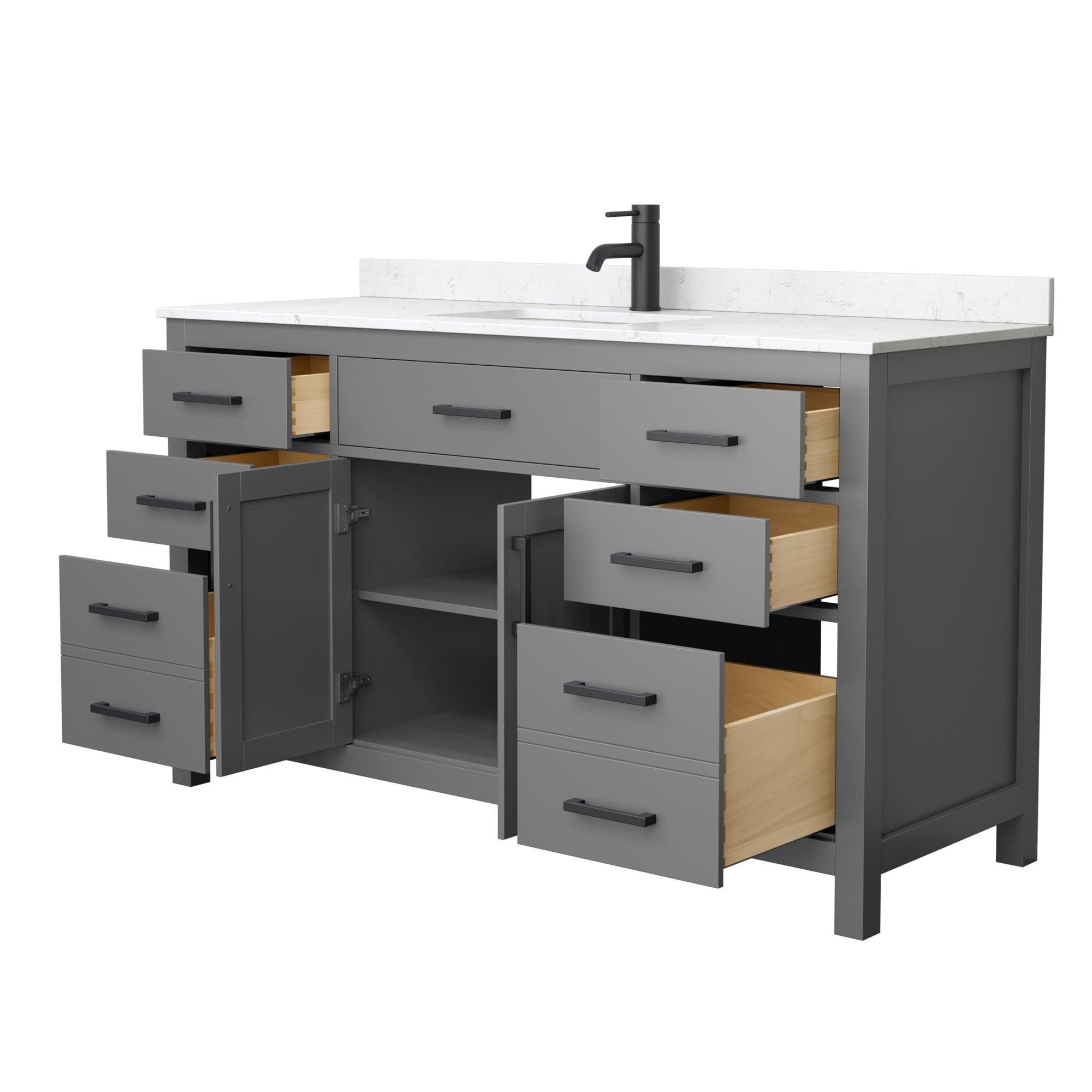 Beckett 60'' Dark Gray Bathroom Vanity with Marble Top