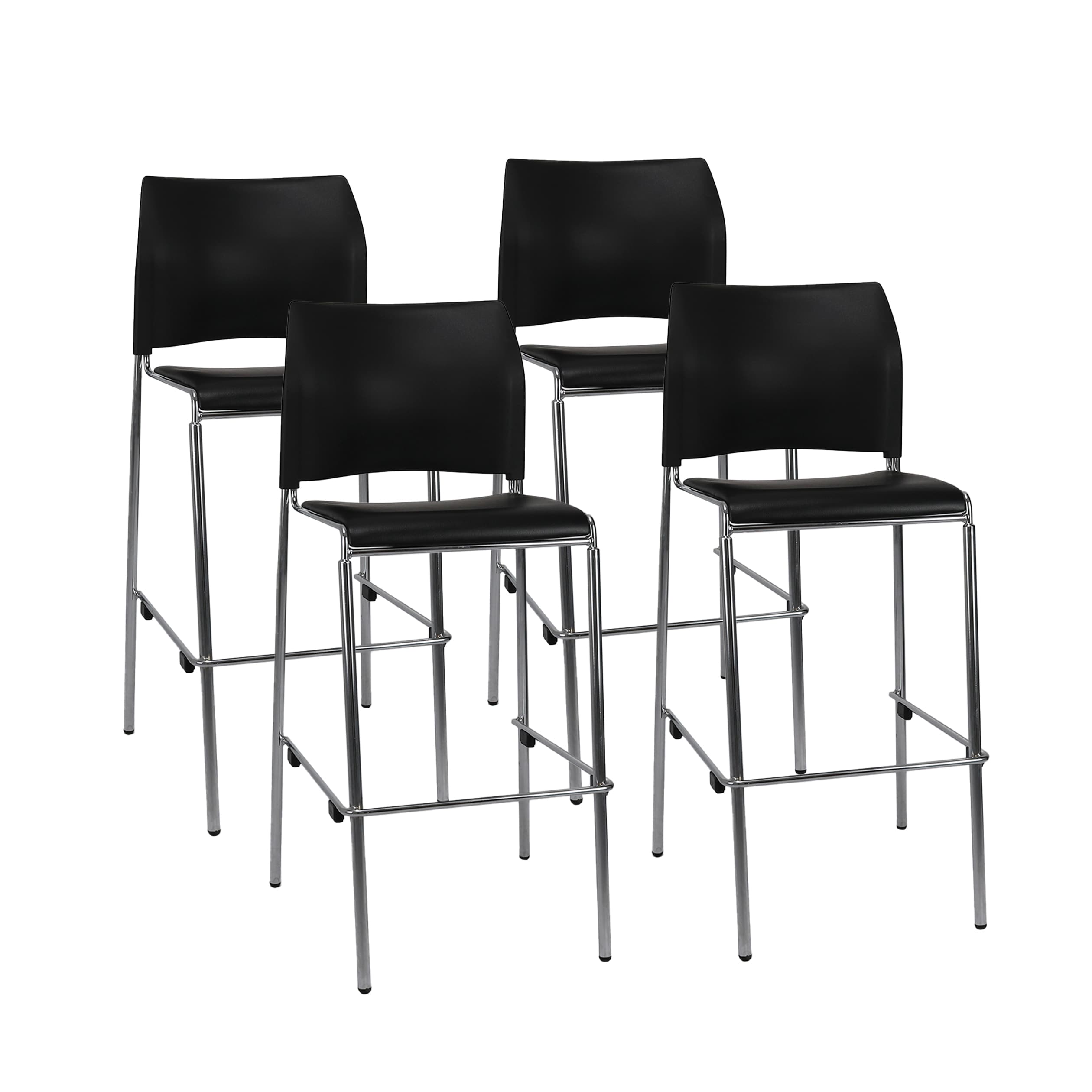 Hampden Furnishings HMD8700CCR-BK/4 Jody Set of 4 Black 30-in H Bar height (28-in to 33-in) Square Seat Upholstered Stackable Metal Back Bar Stool Back