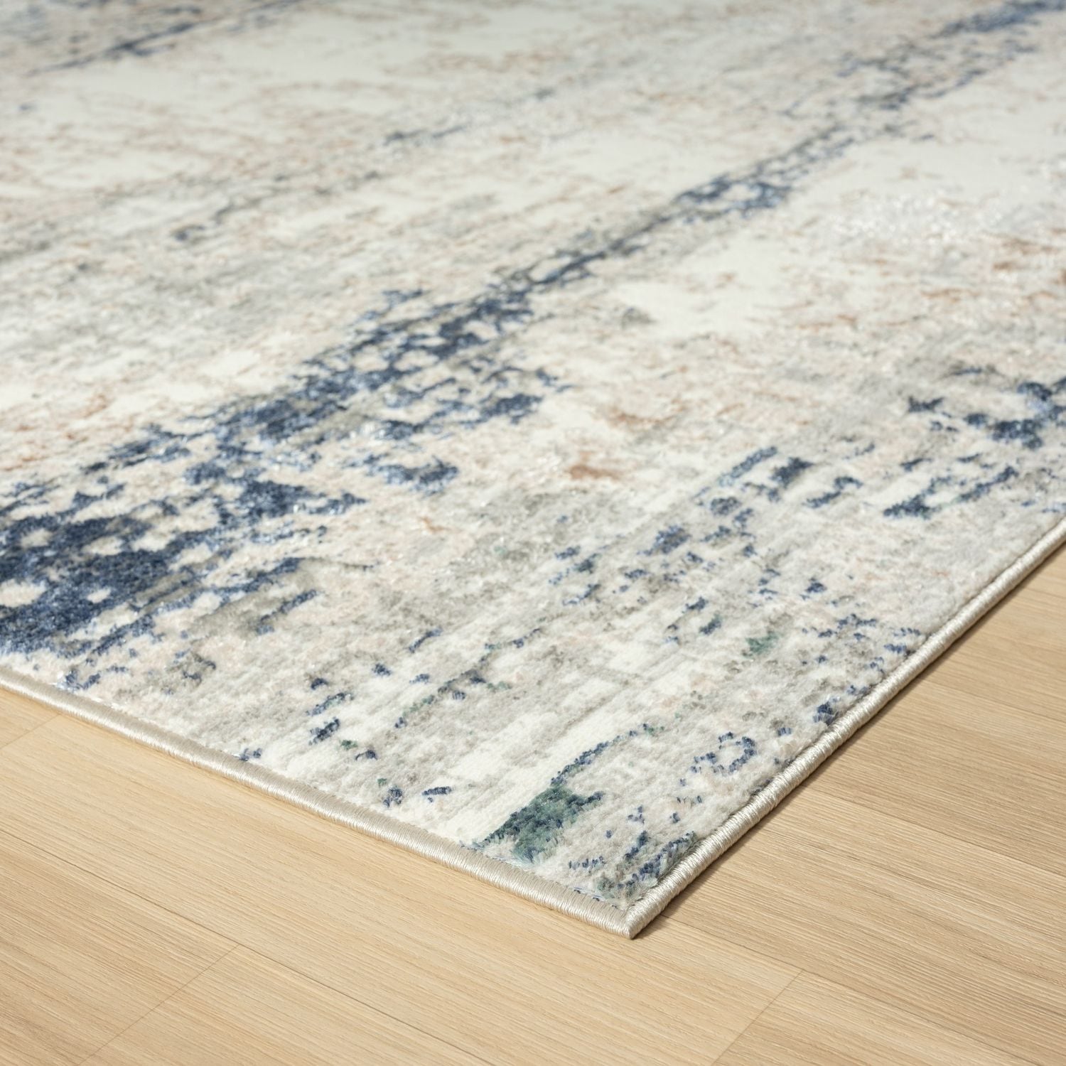 Gray and Beige Abstract Synthetic 5' x 7' Area Rug