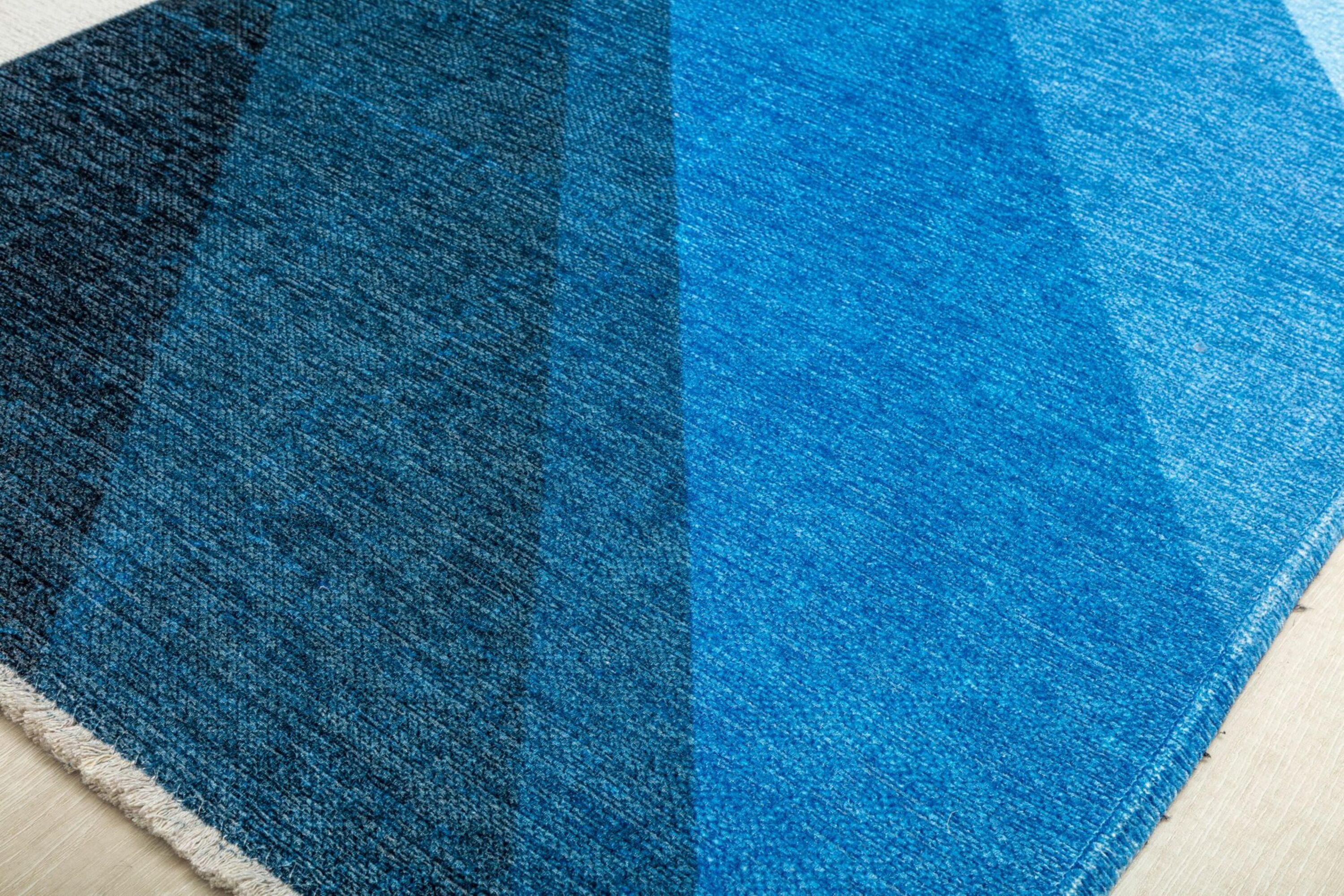Maisie True Blue Geometric Flat Woven Area Rug