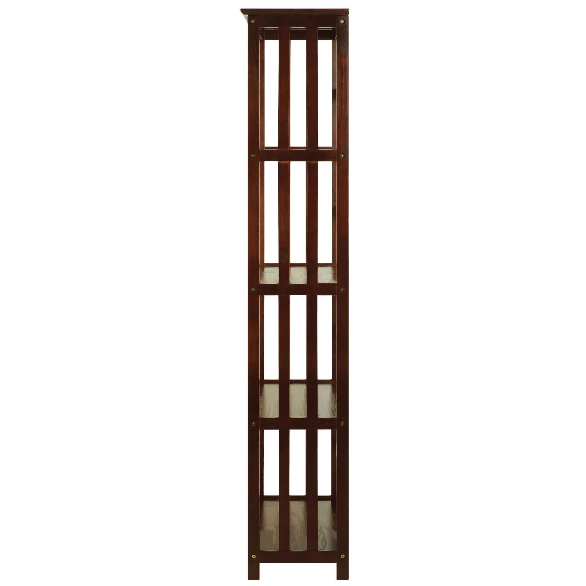 Mission Style Solid Walnut 5-Shelf Bookcase in Dark Stain