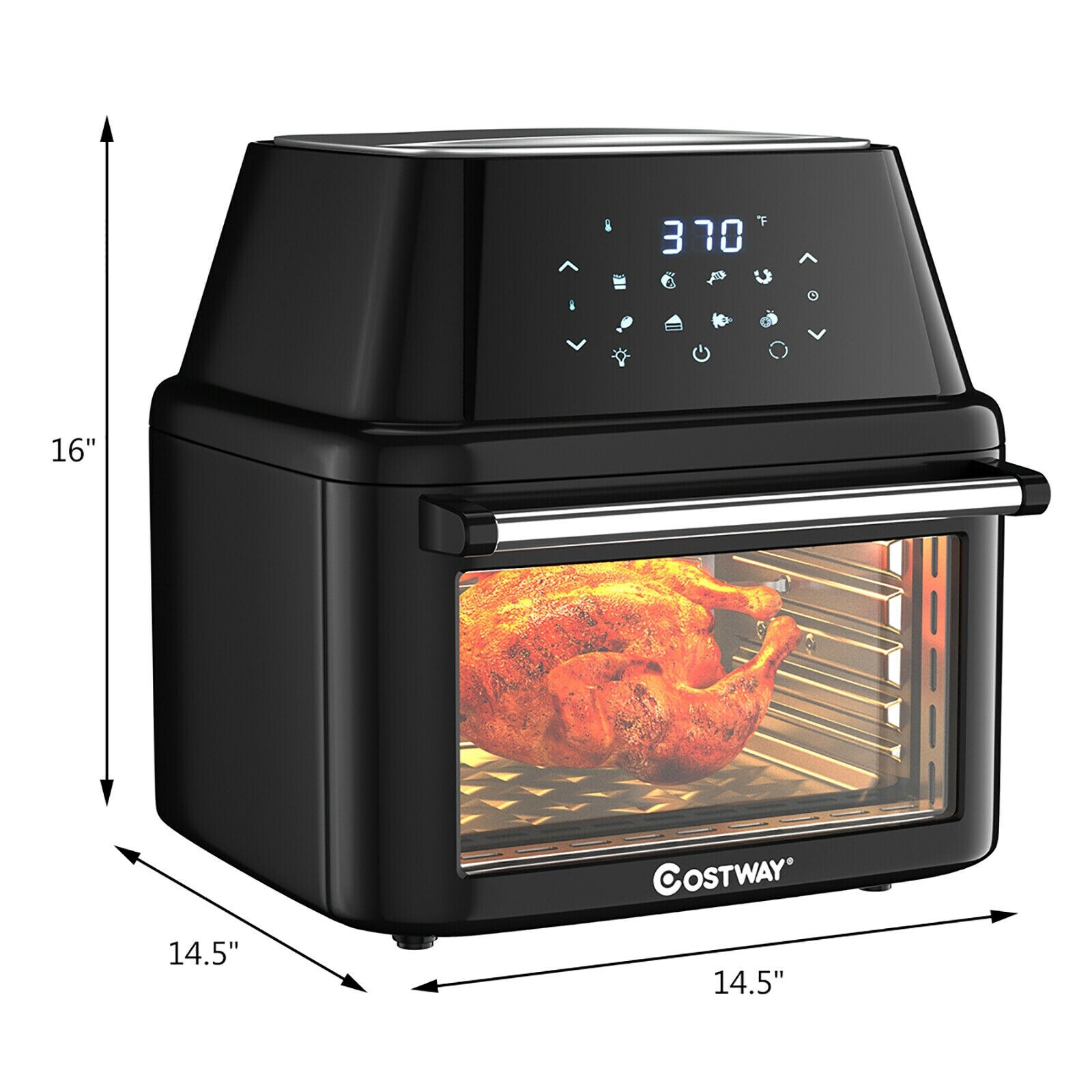 16-in-1 Air Fryer 15.5 qt Toaster Rotisserie Dehydrator Oven, Black