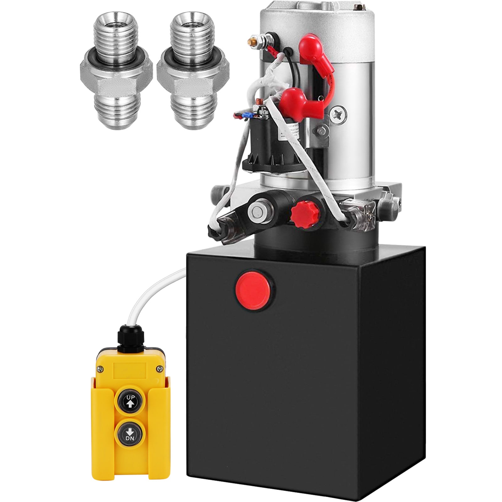 VEVOR CZYYB12KDDCDB0001M2 Hydraulic Power Unit 12 Volt Dump Trailer Hydraulic Pump Double Acting 12 Quart Hydraulic Pump Electric Hydraulic Cylinder Pump with Brass Pressure For Dump Trailer Lift Gates, Trucker