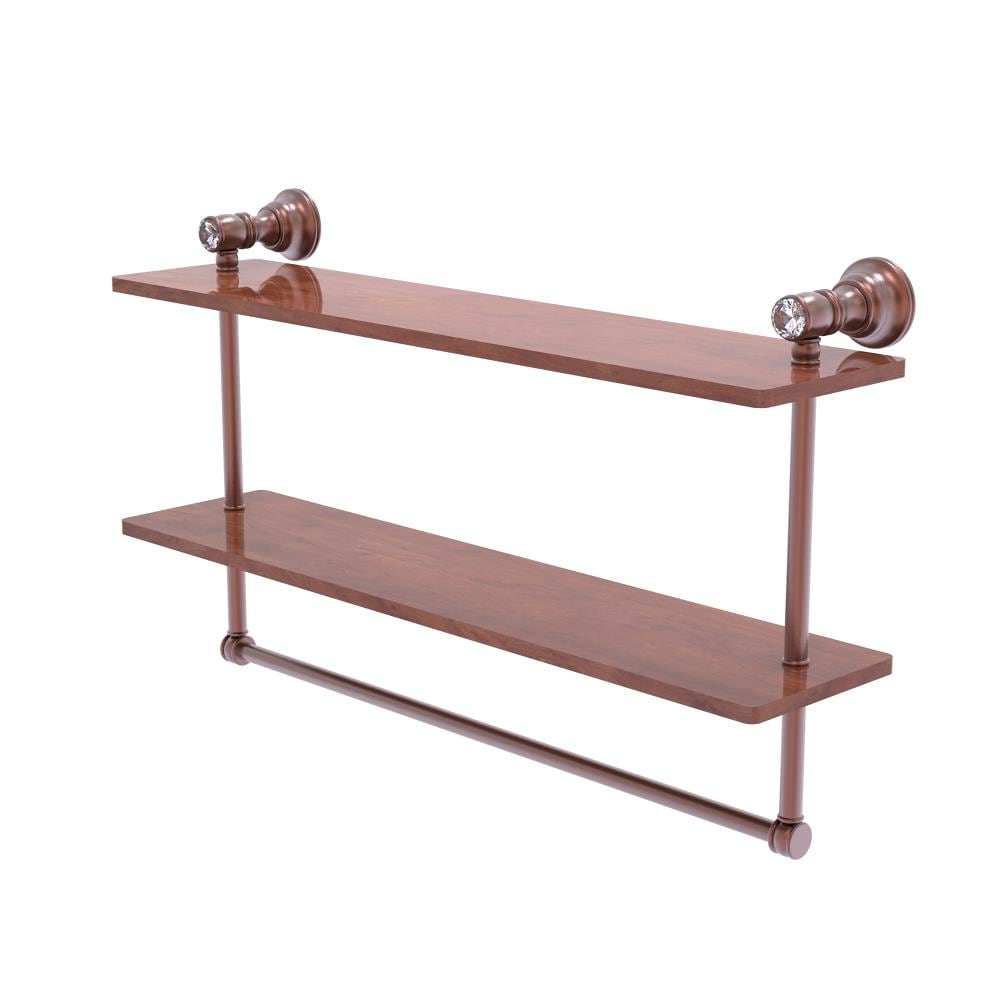 Allied Brass CC-2-22-TB-IRW-CA Carolina Crystal Antique Copper 2 -Tier Wall mount Bathroom Shelf ( 22-in x 12.8-in x 5-in )