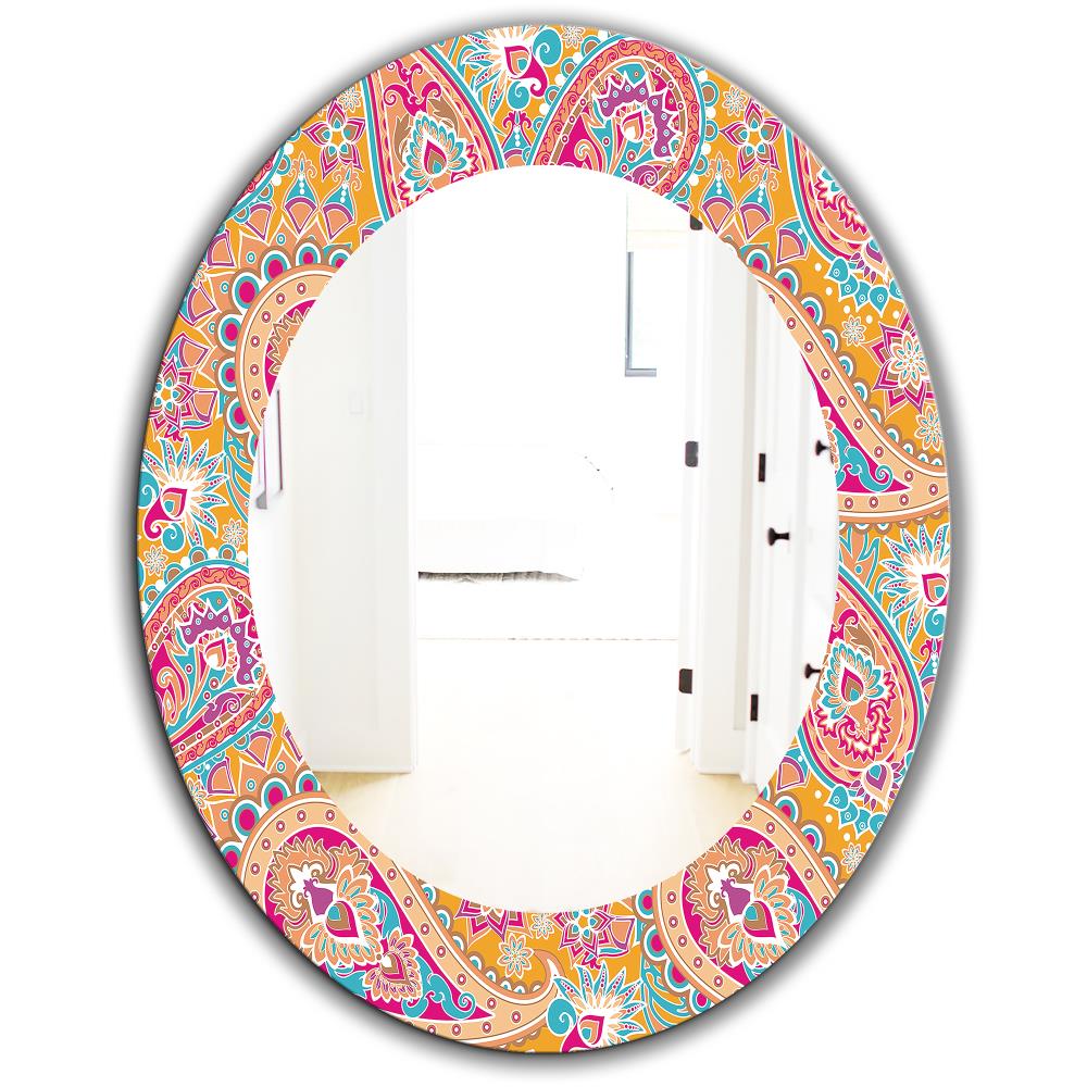 Designart 23.7-in L x 23.7-in W Oval Pink Polished Wall Mirror in the ...