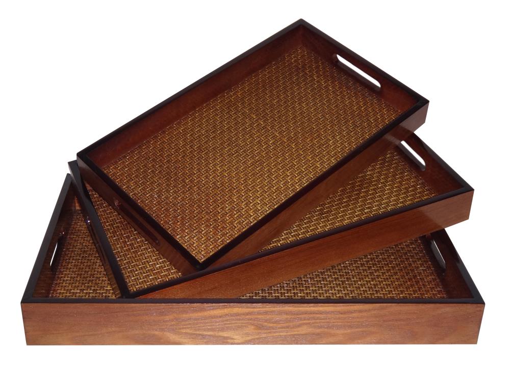 Cheung's 4612-3 Trays and caddies 12-in x 19.25-in Brown Rectangle Serving Tray