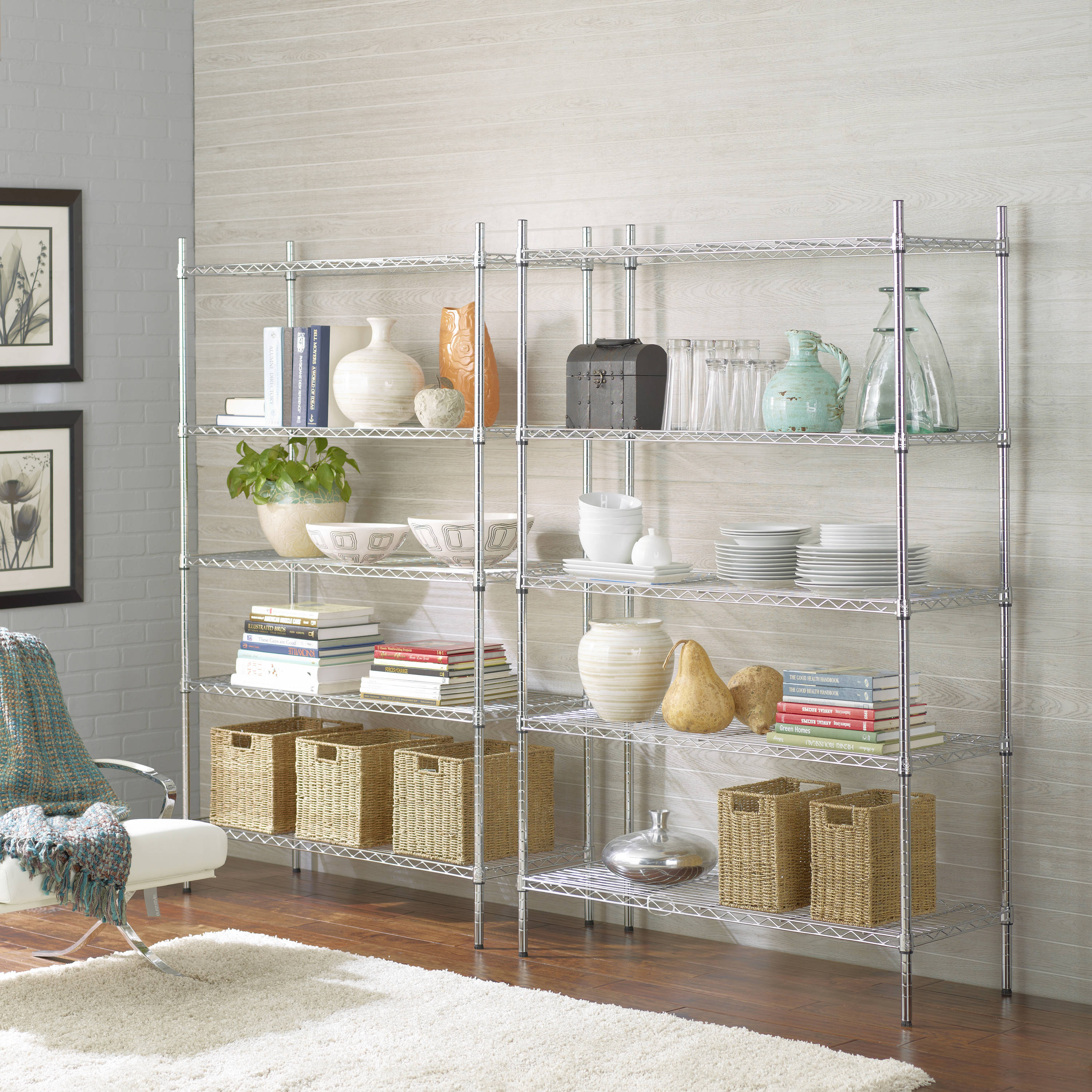 Style Selections Steel 5-Tier Utility Shelving Unit (47.7-in W x 18-in D x 72-in H) Chrome, (350-lb Capacity Per Shelf)