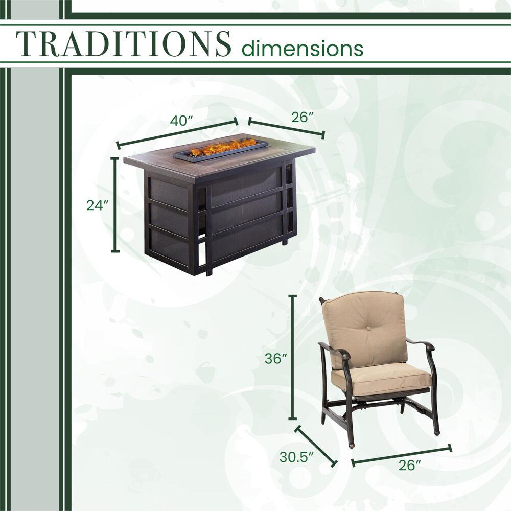 Hanover TRAD5PCRECFP-TAN Patio-Conversation-Sets - View #3