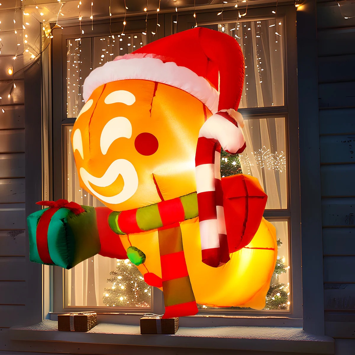 Joyfy 31834 3.5-Feet Lighted Gingerbread Christmas Inflatable