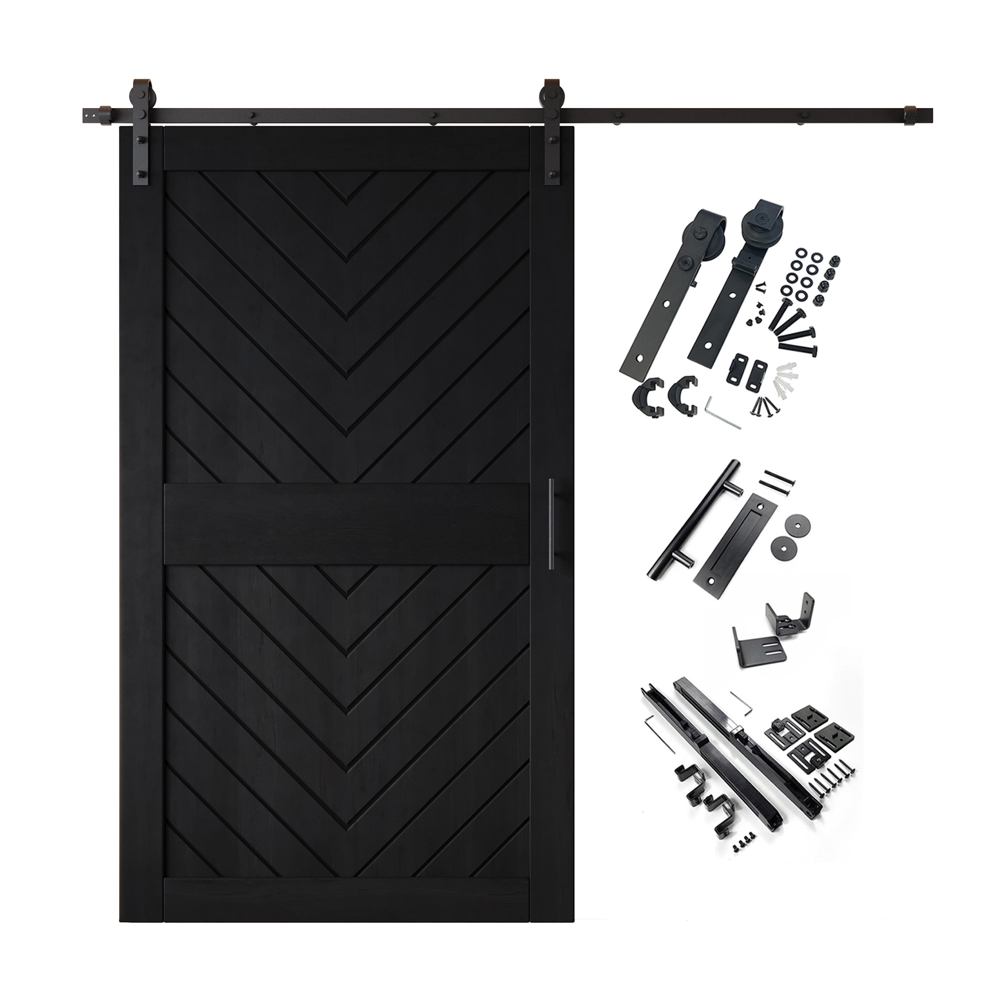 HOMACER - Single 50-in x 84-in Black Pine Wood Solid core Sliding Barn Door (Hardware Included)