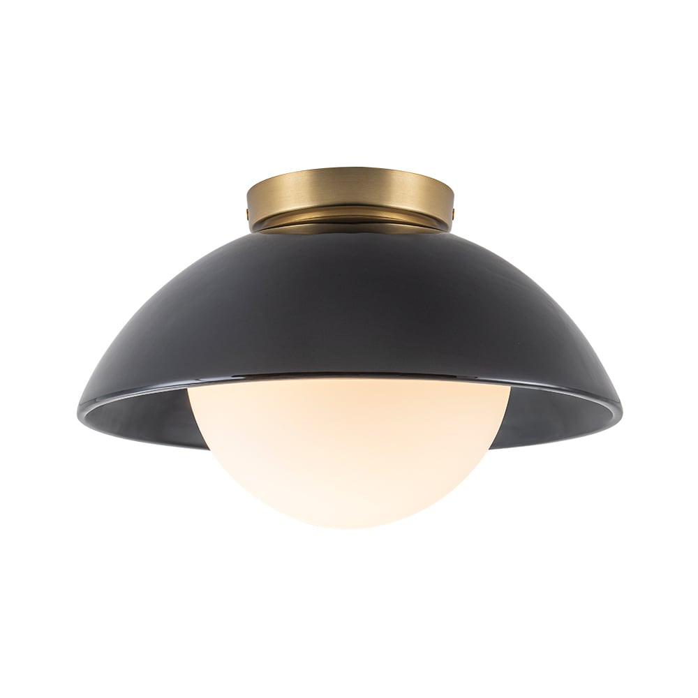 Wonderindoor 12.01-in Polished Black Indoor 1 -Light LED Semi-flush Mount Light