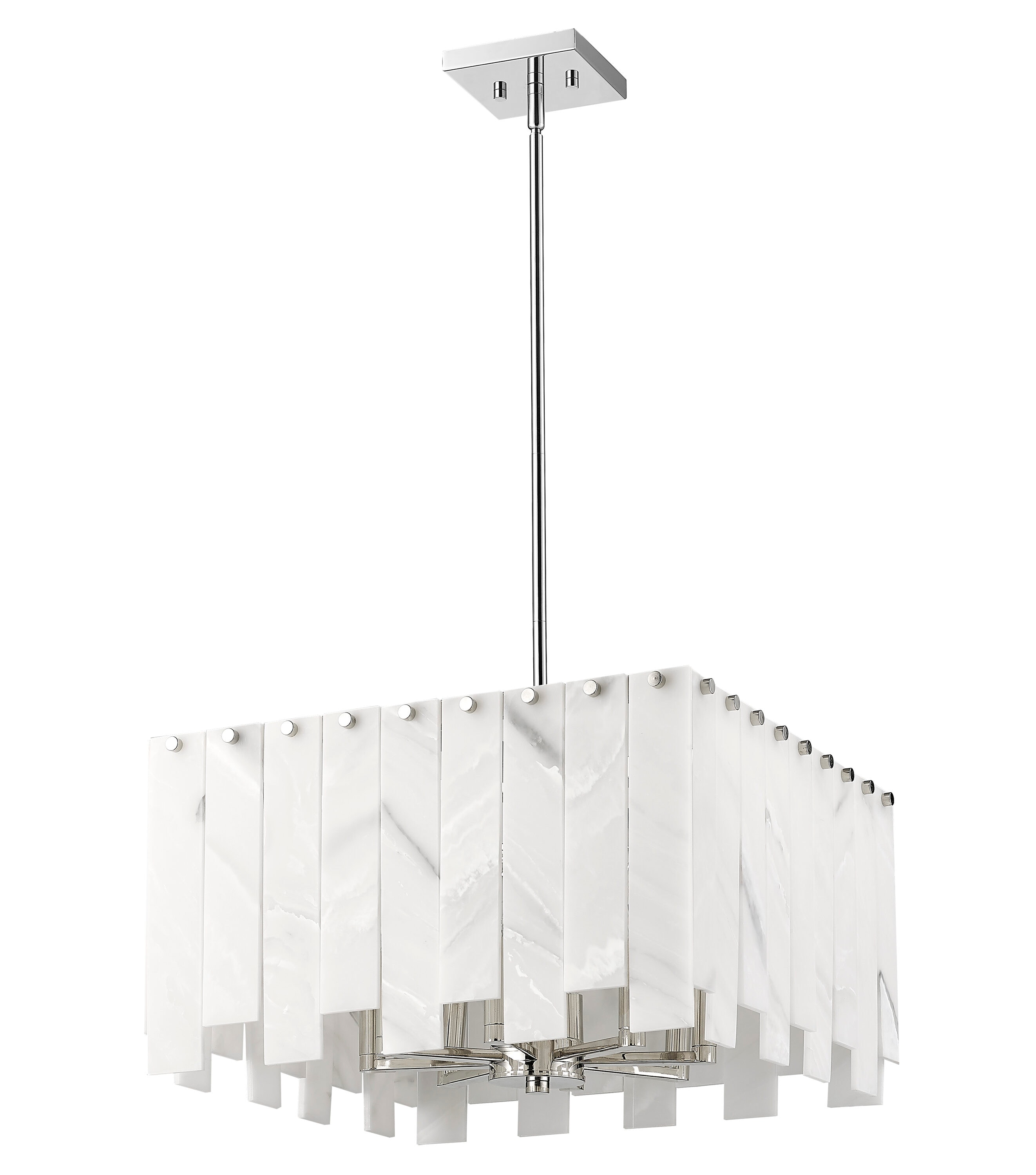 Viviana Art Deco 4-Light Polished Nickel & Glass Pendant