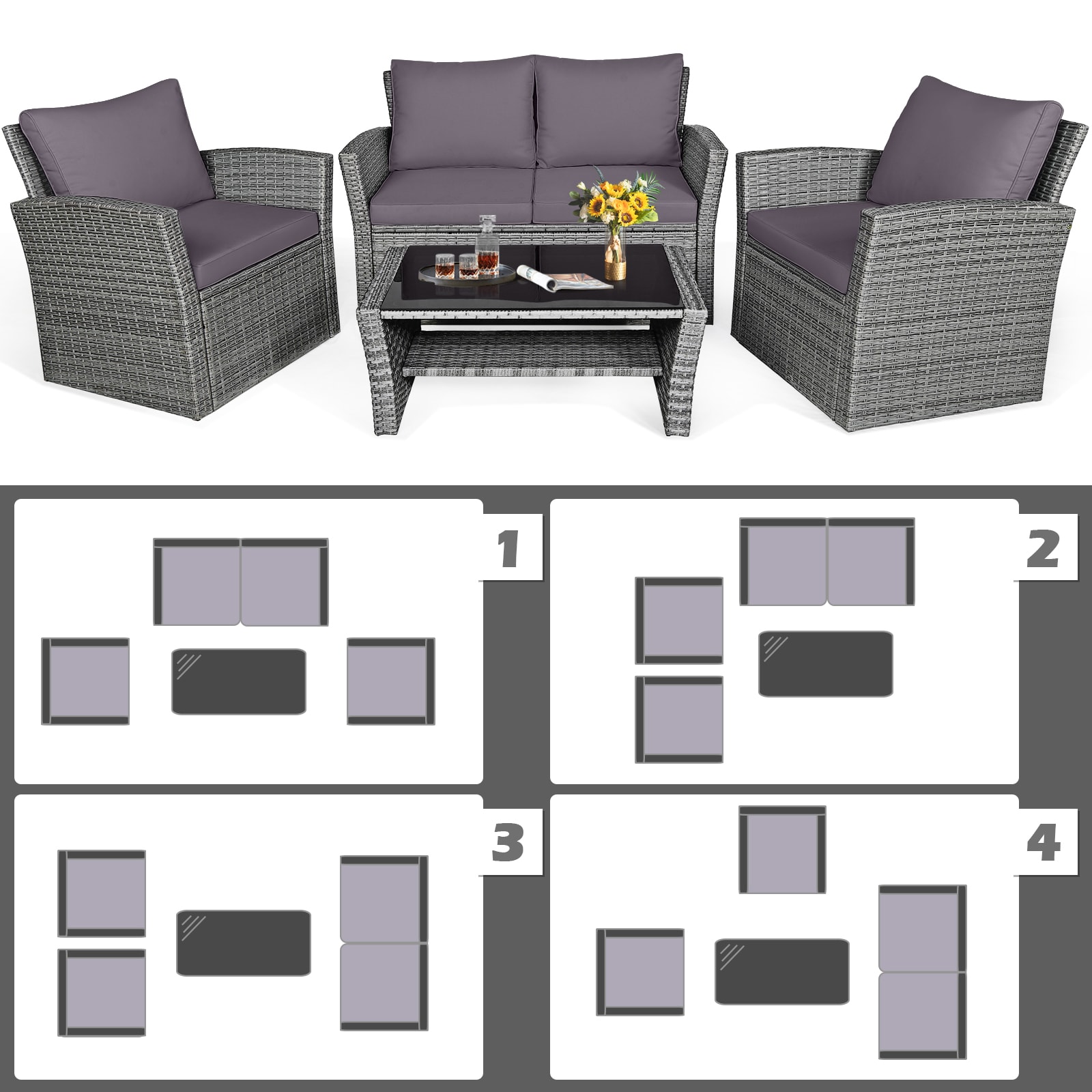 Forclover HBV-841AGR Patio-Conversation-Sets - View #6