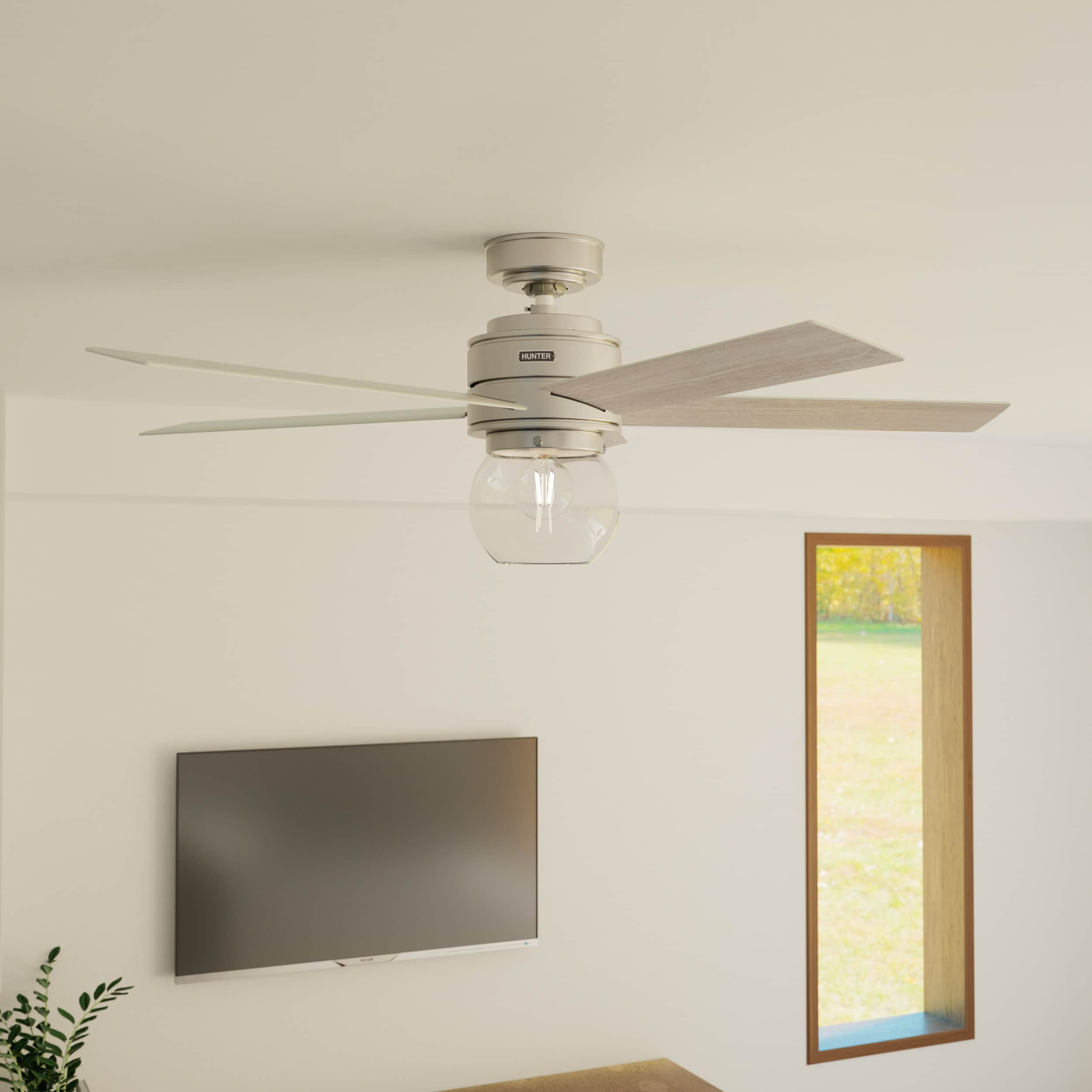 Hunter Xidane SureSpeed 52-in Brushed Nickel Indoor Ceiling Fan with Light  and Remote (5-Blade)