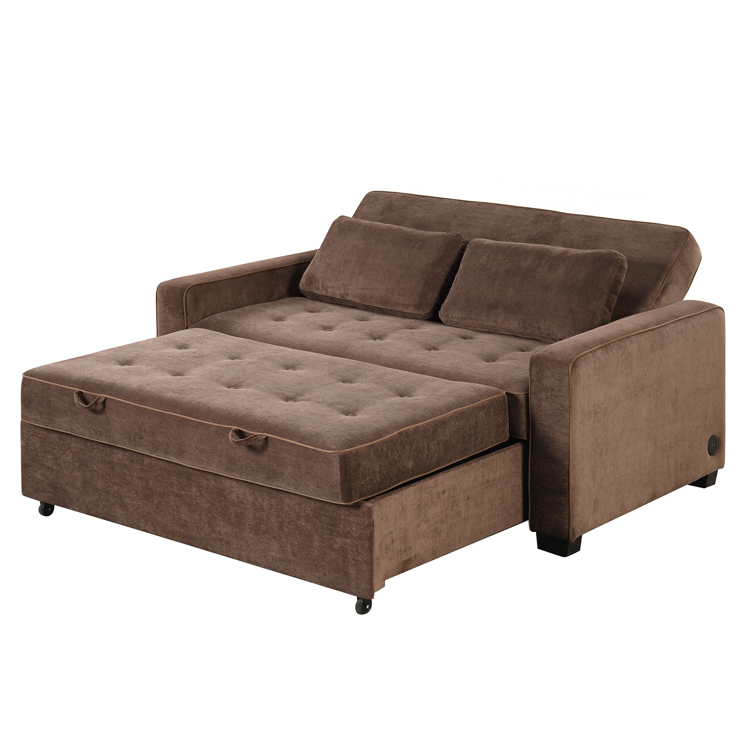 Bybafun YA3700220 65.7-Inches Casual Brown Velvet Reclining Sleeper
