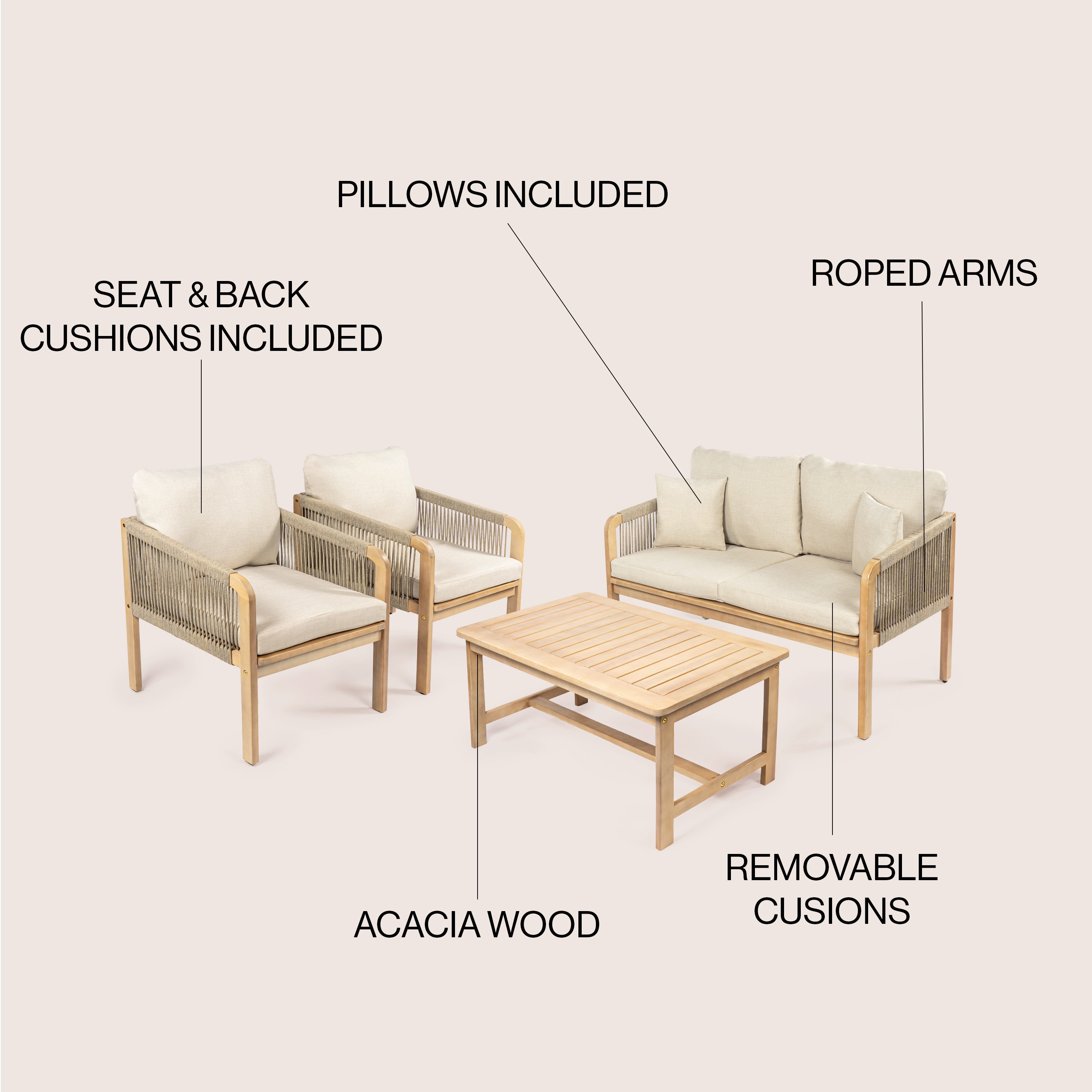 JONATHAN  Y LVG1202A-4SET Patio-Conversation-Sets - View #3