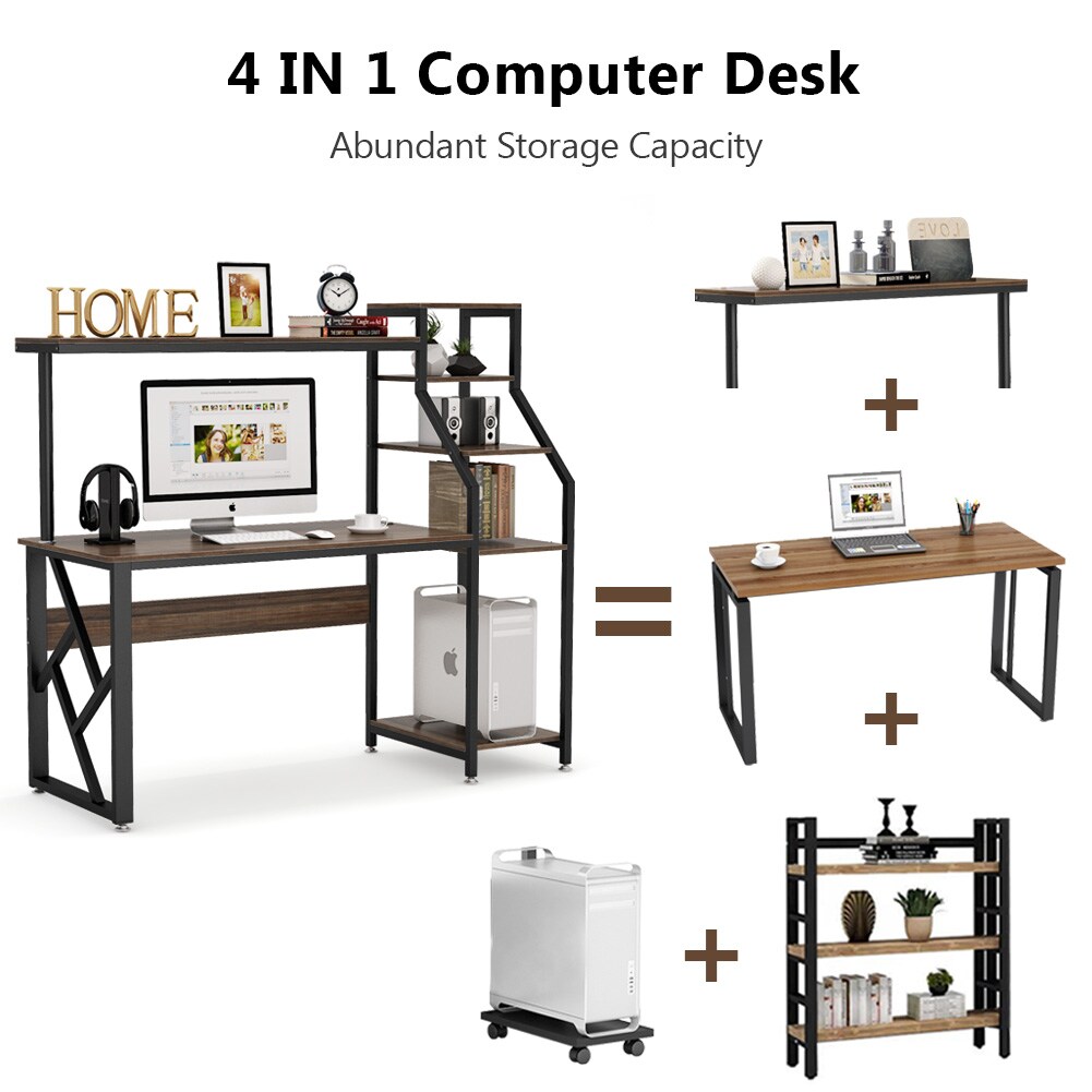 Tribesigns Hoga-C0151 23.6-in Brown Modern/Contemporary Computer Desk Hutch  Included in the Desks department at