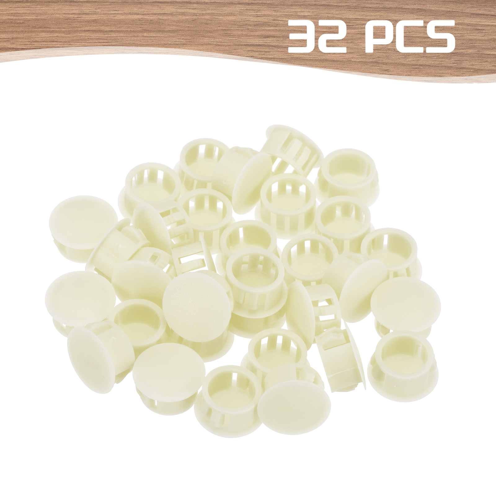 Unique Bargains 32pcs 16mm(5/8inch) Beige Plastic Hole Plugs Flush Type ...