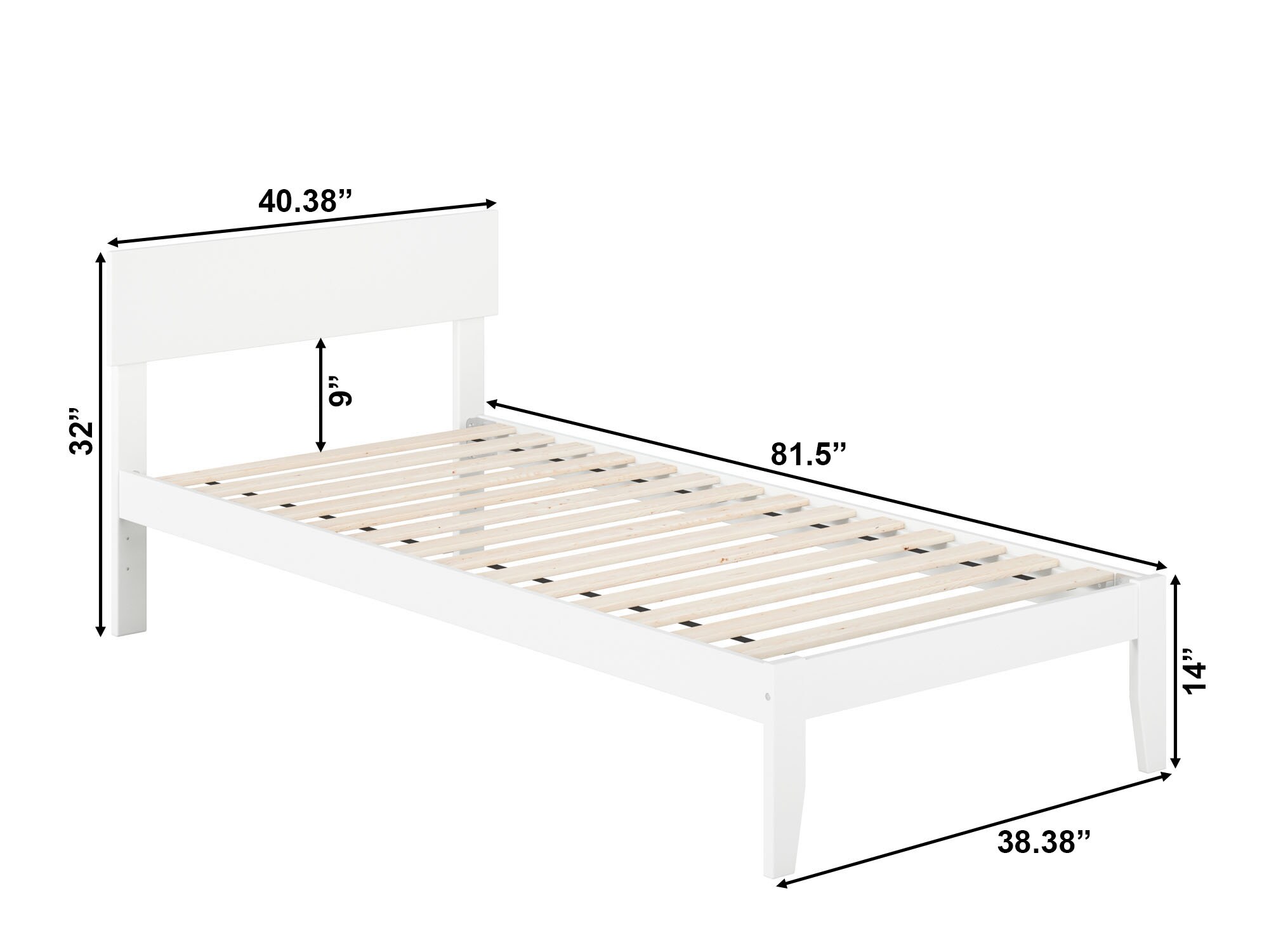 AFI Furnishings Boston White Twin Extra Long Wood Platform Bed in the ...