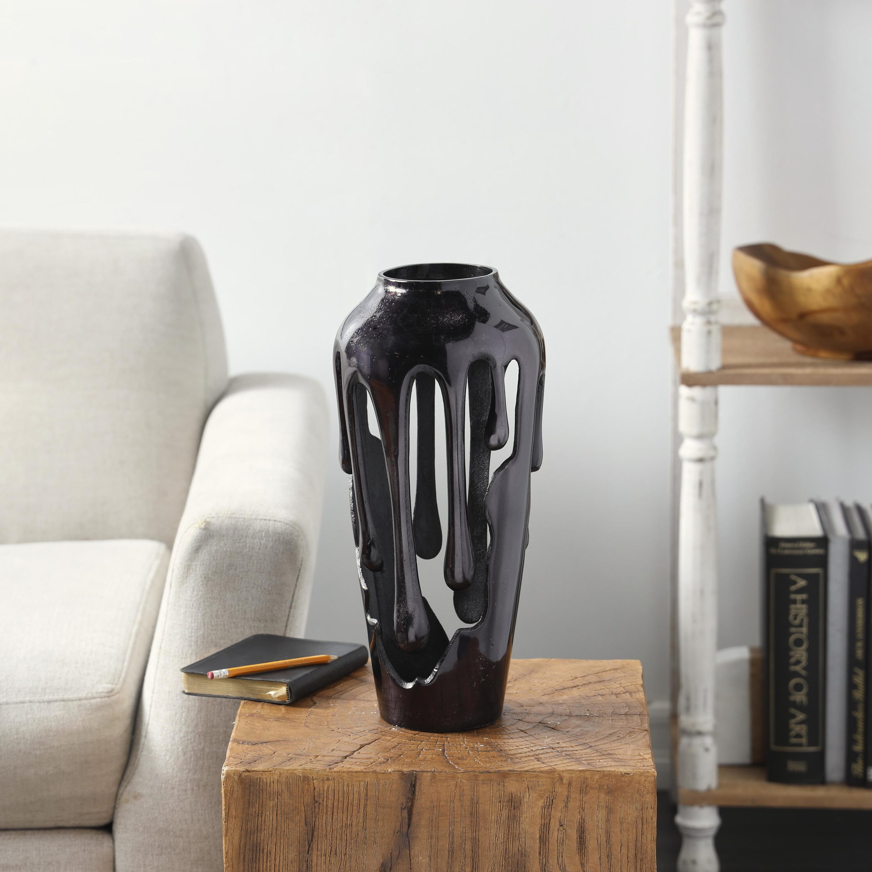 Grayson Lane 820358 Black Aluminum Modern Vase