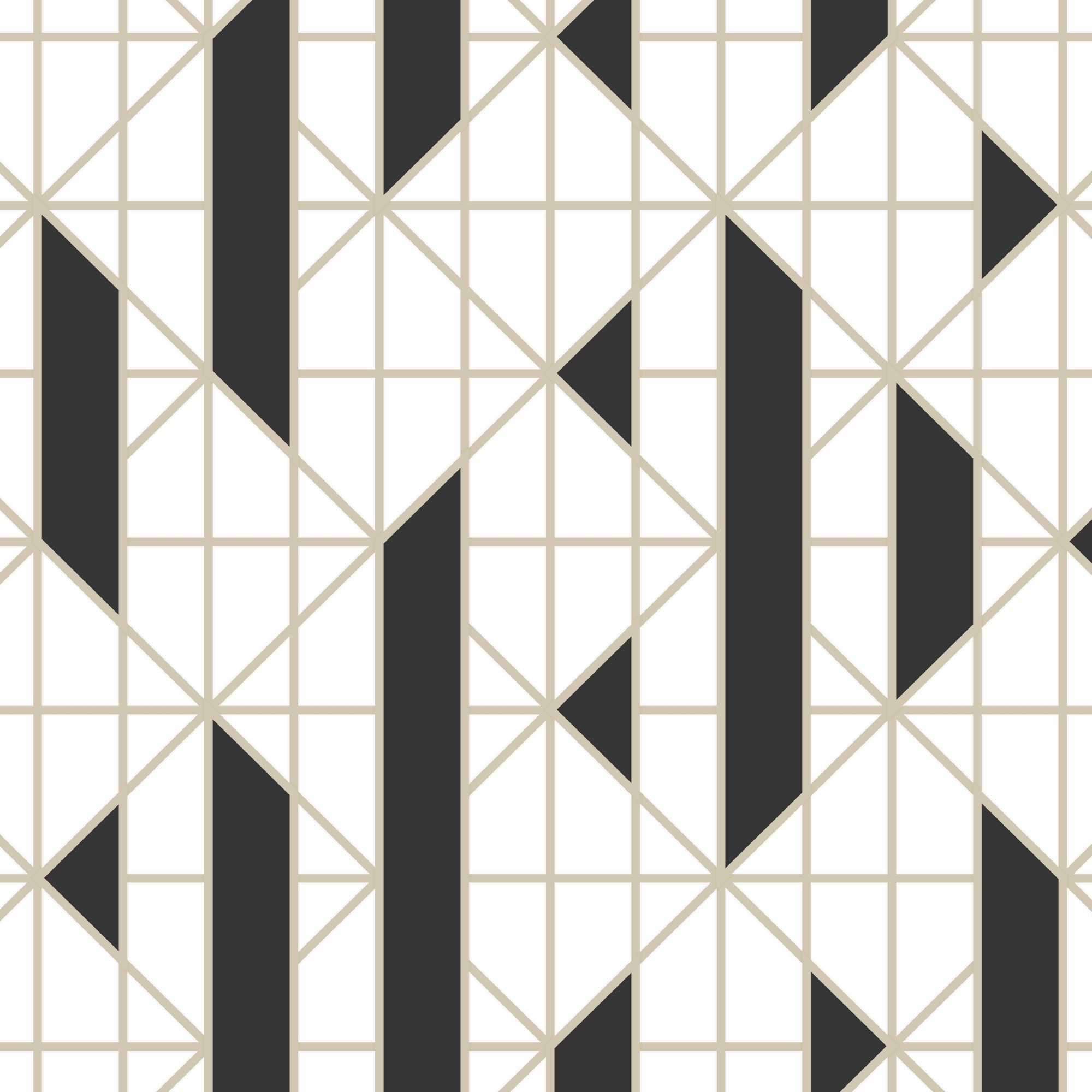 Graham & Brown 103001 Kelly Hoppen 56.0-Sq. Feet Black/White Vinyl Textured Geometric Unpasted Wallpaper