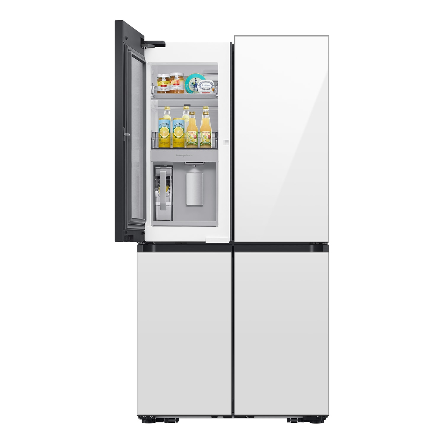 Samsung RF23DB960012 Bespoke Counter-Depth 22.5-Cu. Feet 4 -Door Smart Compatible French Door Refrigerator with Dual Ice Maker with water dispenser and Door within Door ( White Glass ) ENERGY STAR Certified